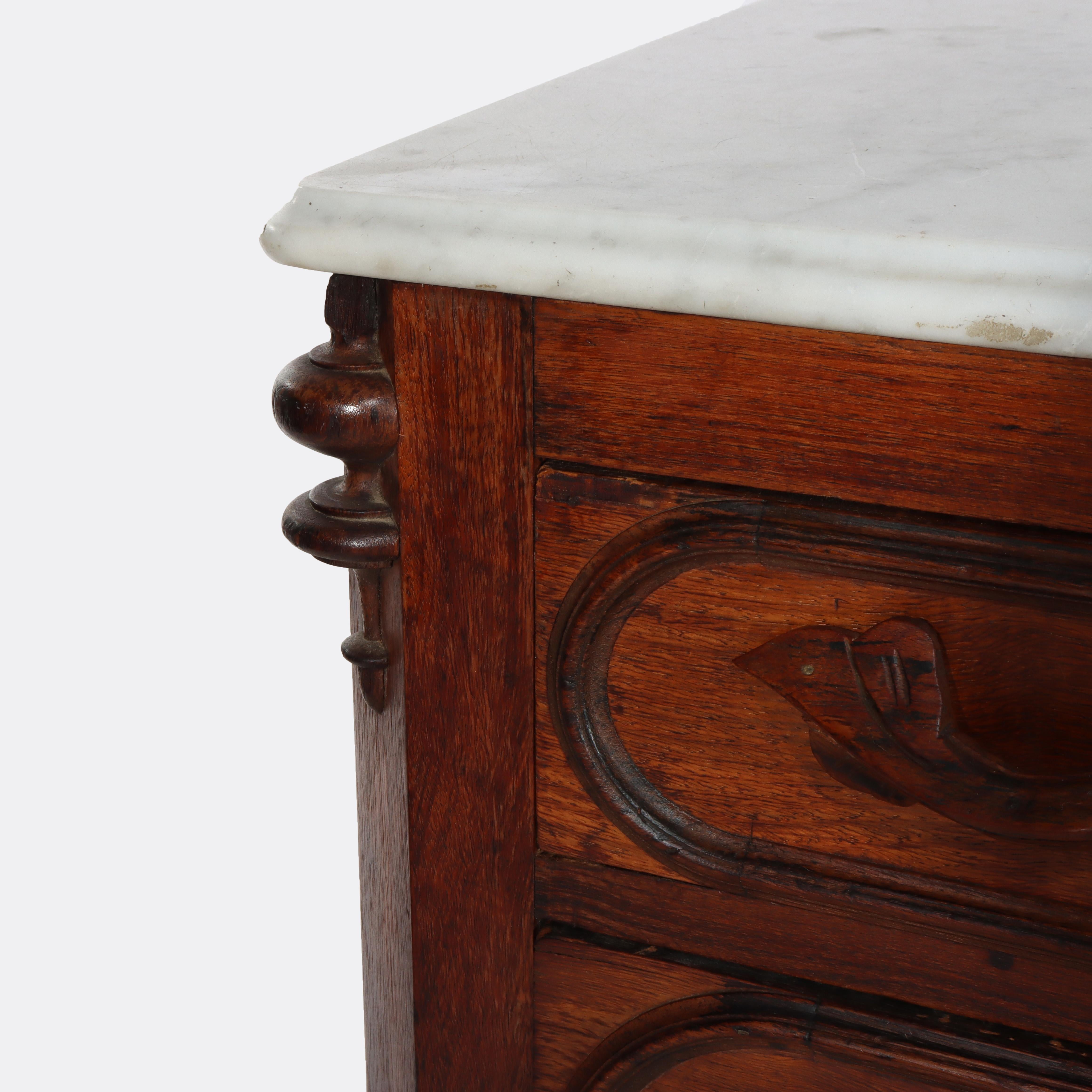 Antike viktorianische geschnitzt Palisander 4-Schublade Marmor Top Chest c1890 (19. Jahrhundert) im Angebot