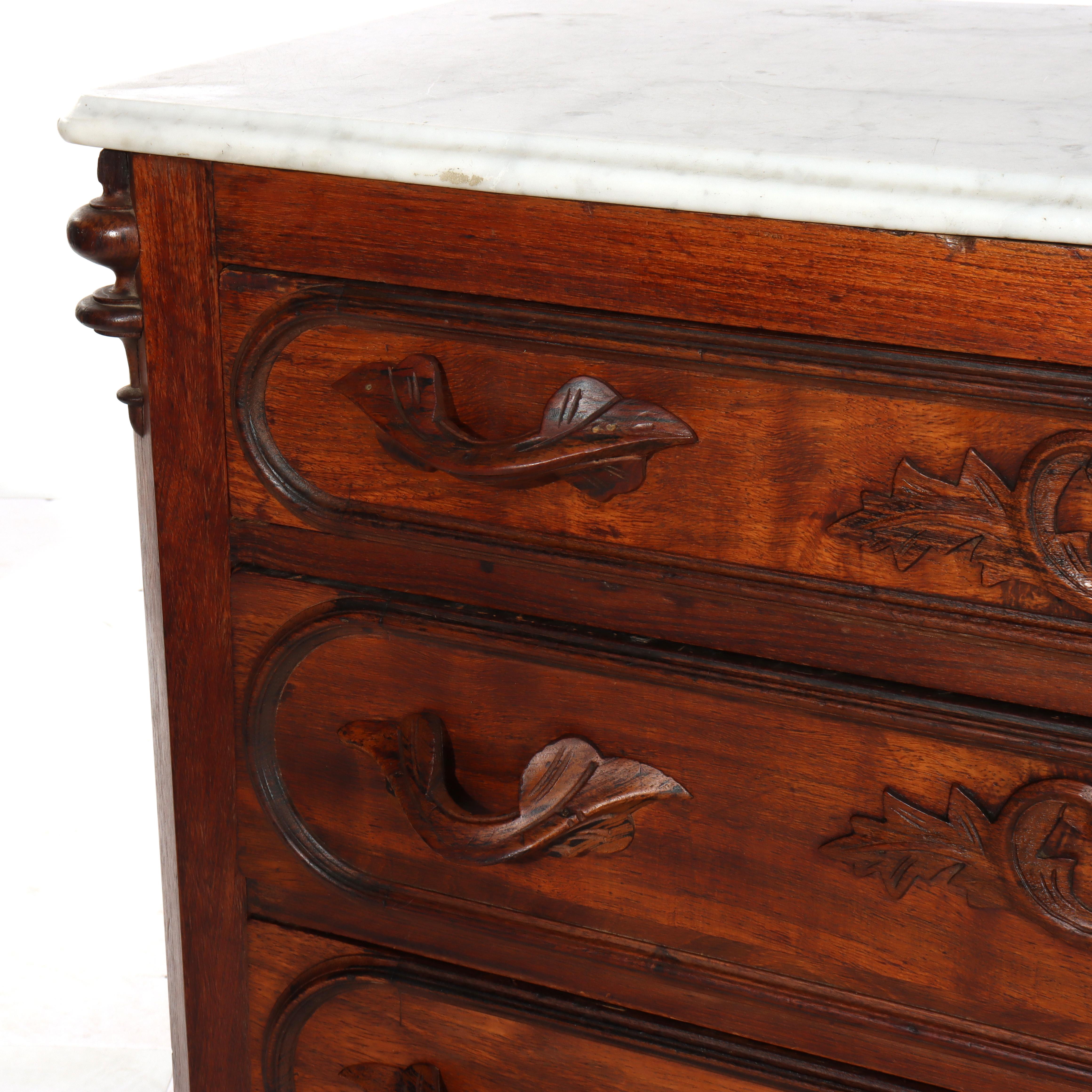 Antike viktorianische geschnitzt Palisander 4-Schublade Marmor Top Chest c1890 im Angebot 1
