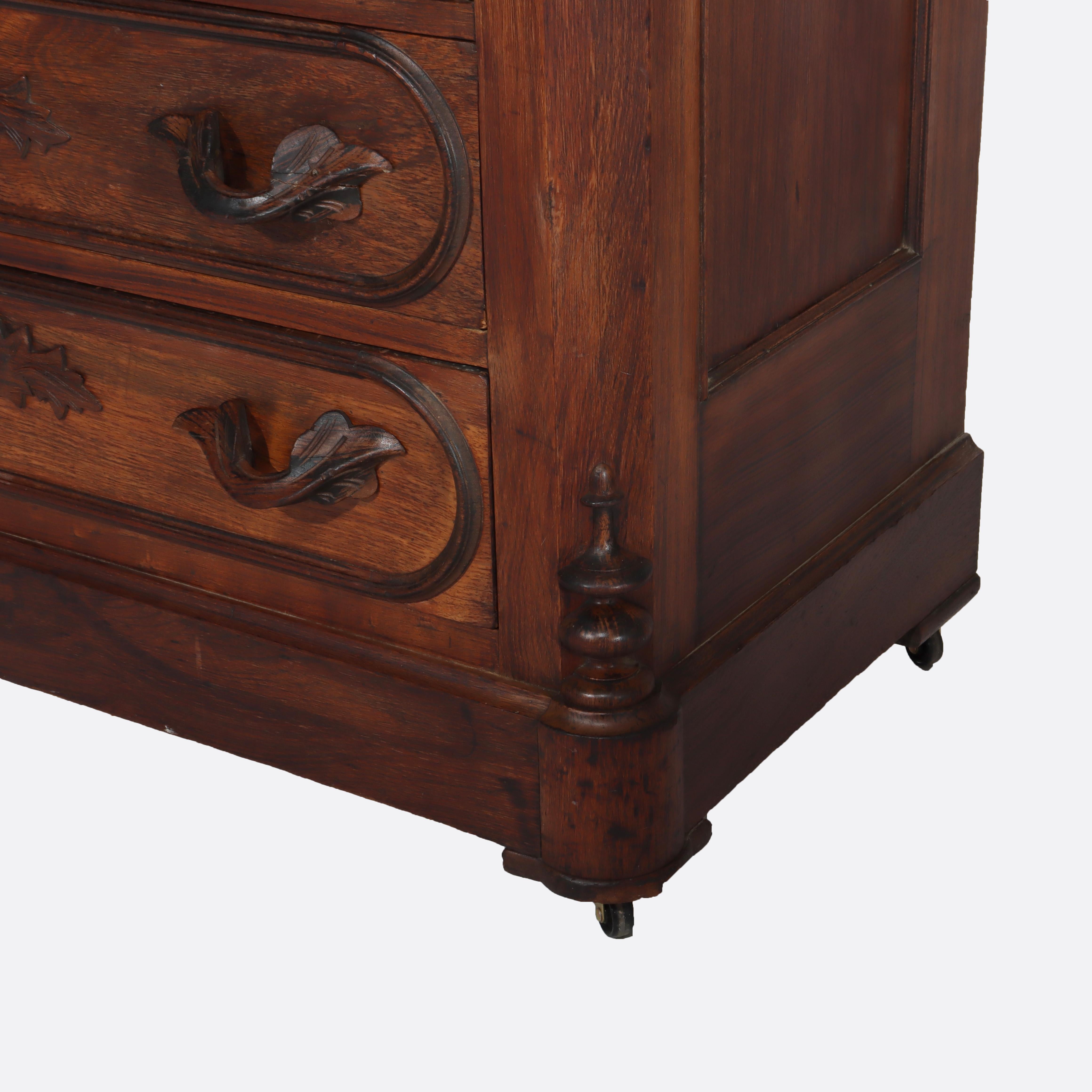 Antike viktorianische geschnitzt Palisander 4-Schublade Marmor Top Chest c1890 im Angebot 2