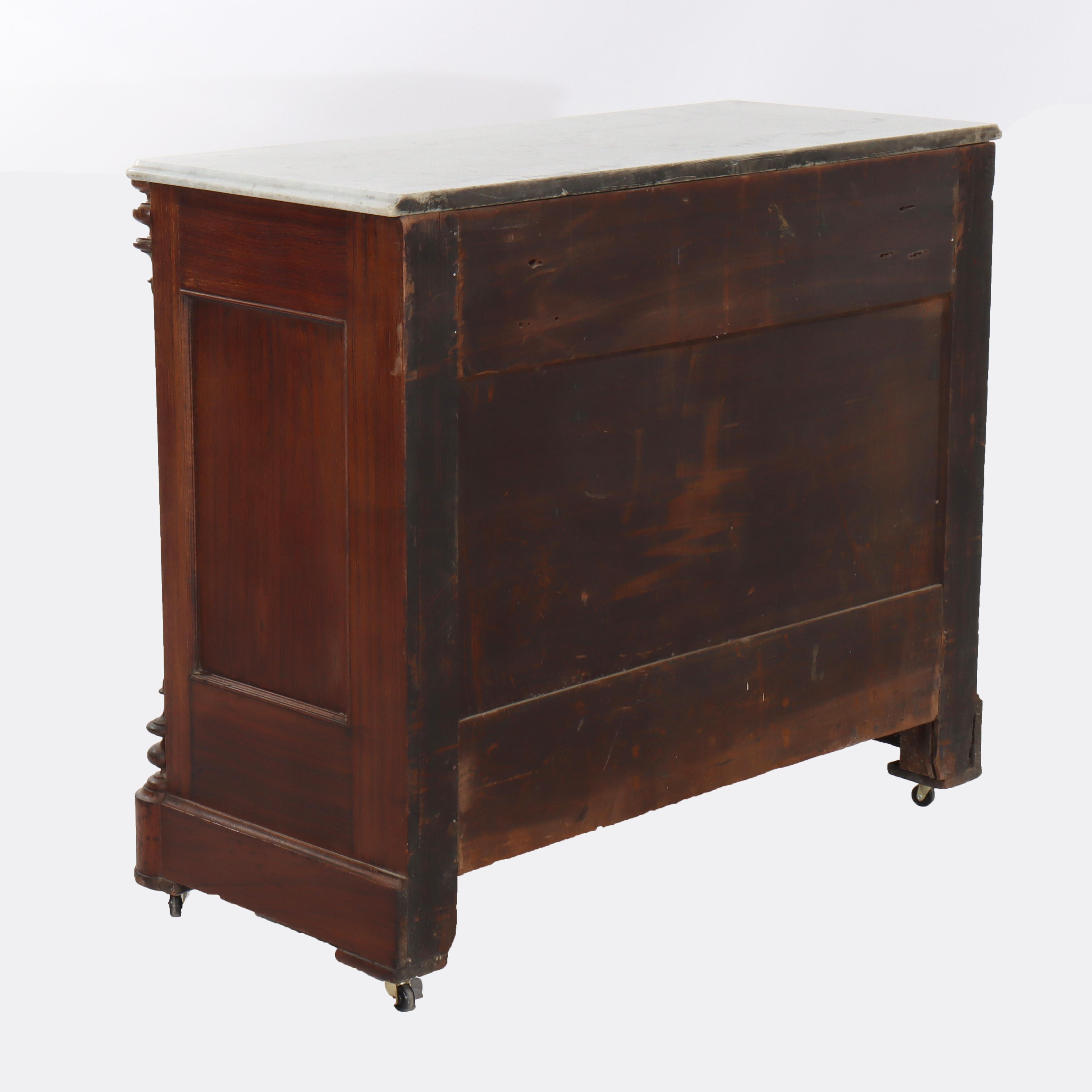 Antike viktorianische geschnitzt Palisander 4-Schublade Marmor Top Chest c1890 im Angebot 4