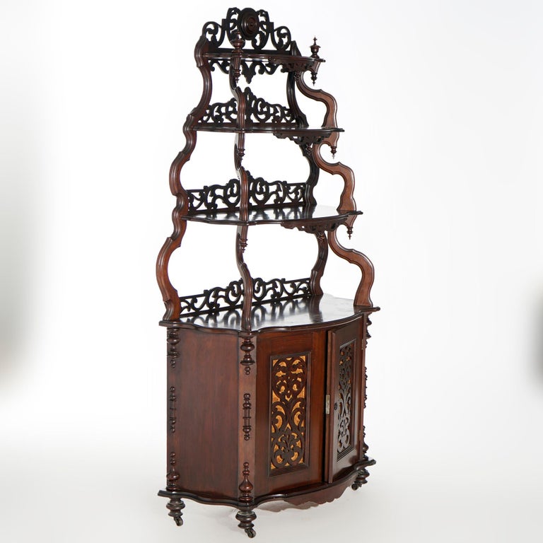 Antique Victorian Carved Rosewood Étagère Display Circa 1890