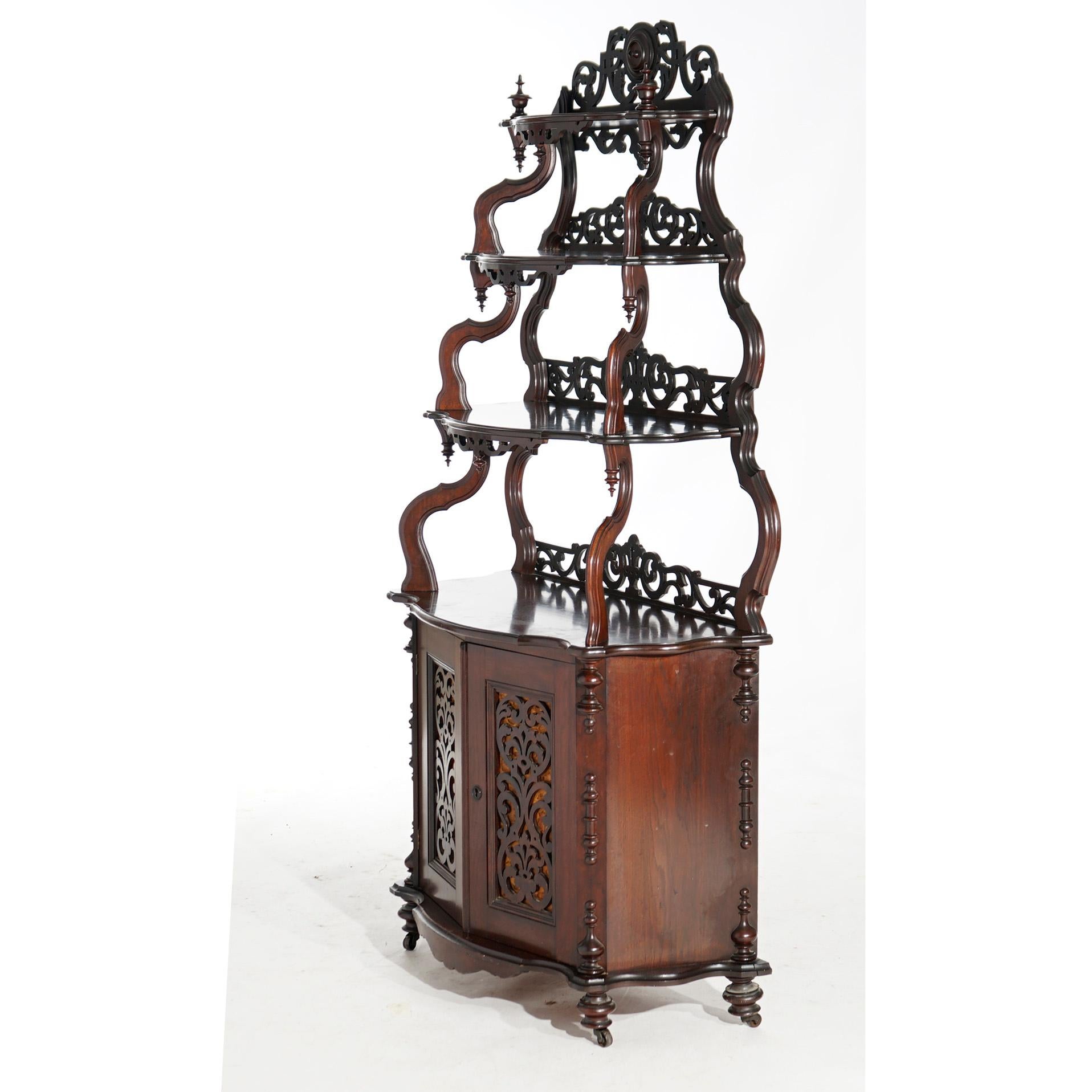 Antique Victorian Carved Rosewood Étagère Display Cabinet, Circa 1890