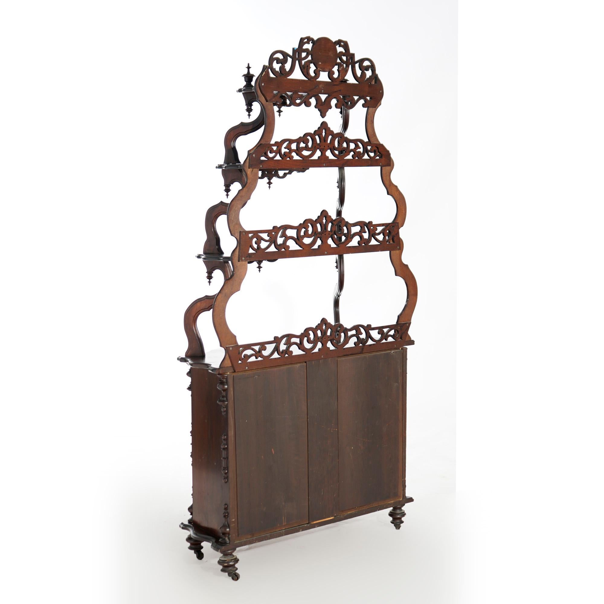 Antique Victorian Carved Rosewood Étagère Display Circa 1890