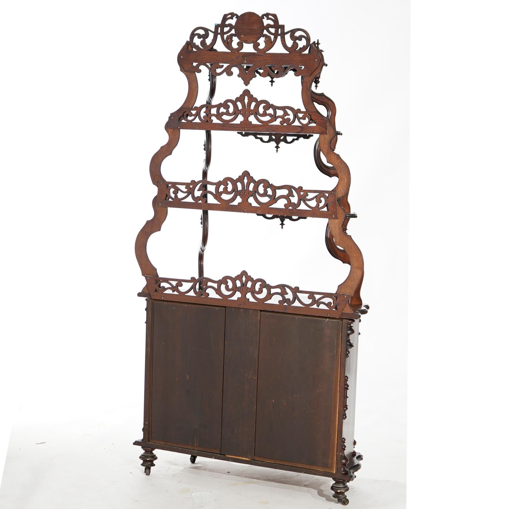 Antique Victorian Carved Rosewood Étagère Display Circa 1890