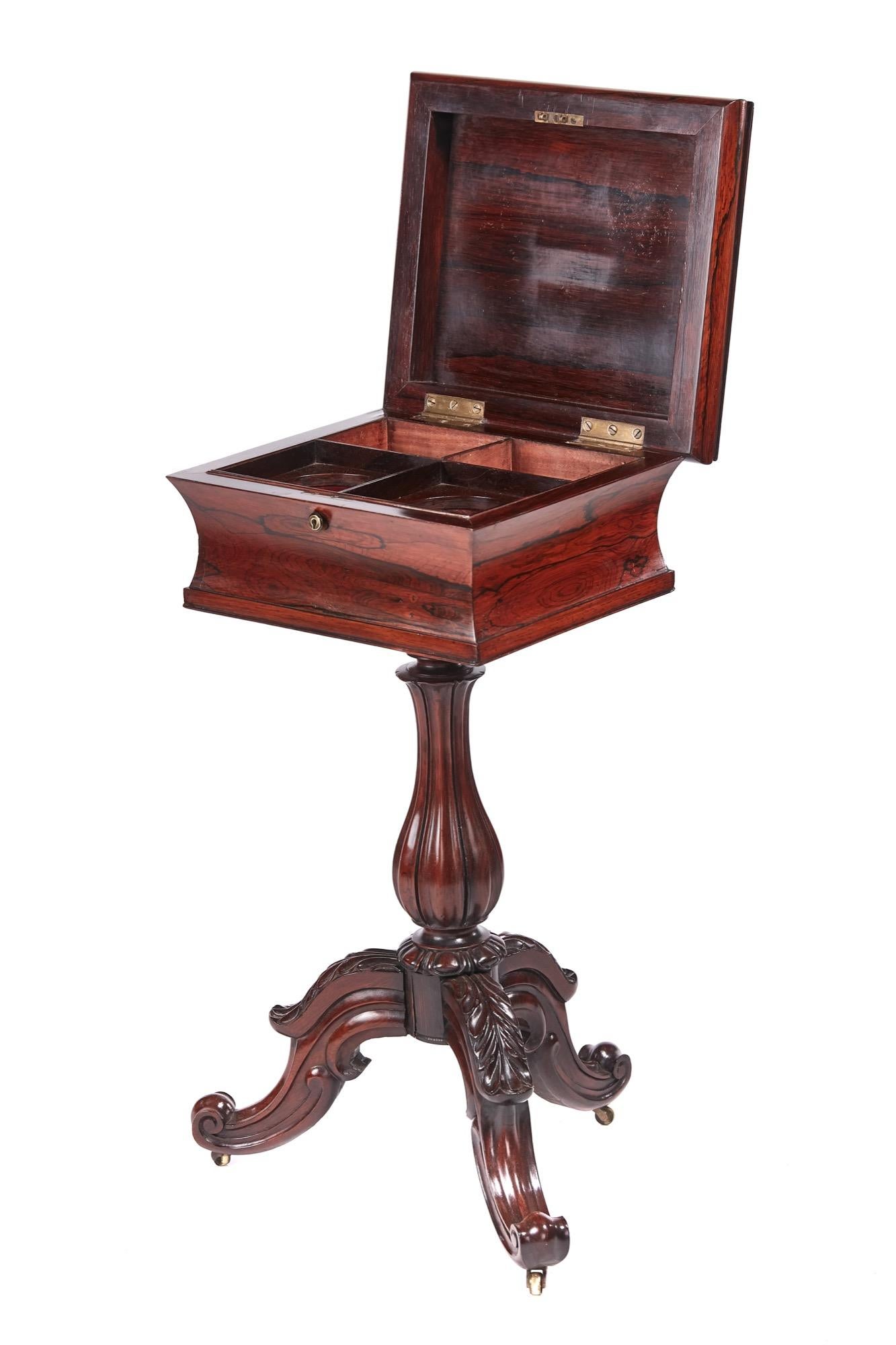 Antique Victorian Carved Rosewood Teapoy or Tea Caddy In Excellent Condition In Suffolk, GB