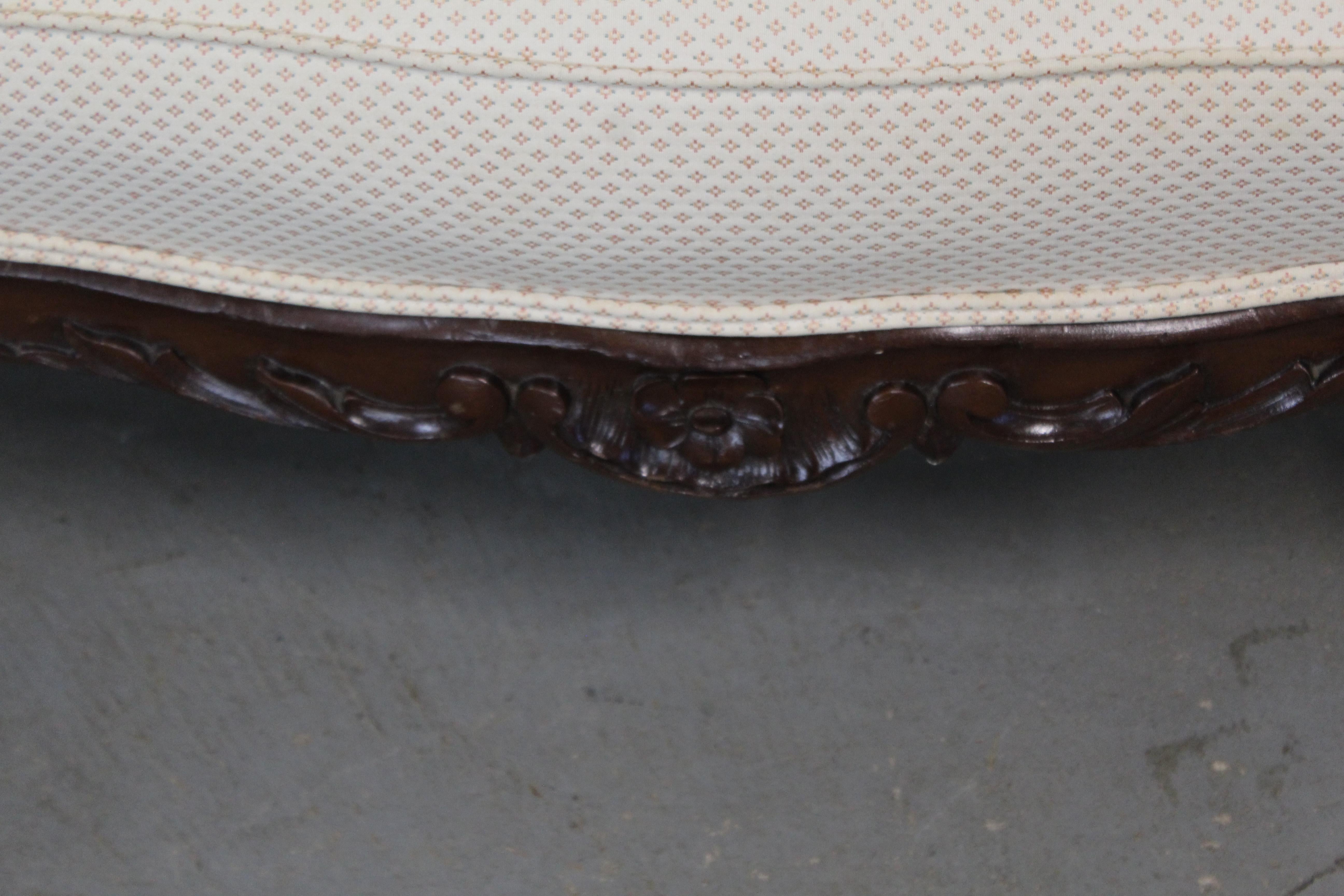 Antique Victorian Carved Settee / Loveseat / Sofa with Tufted Back 6