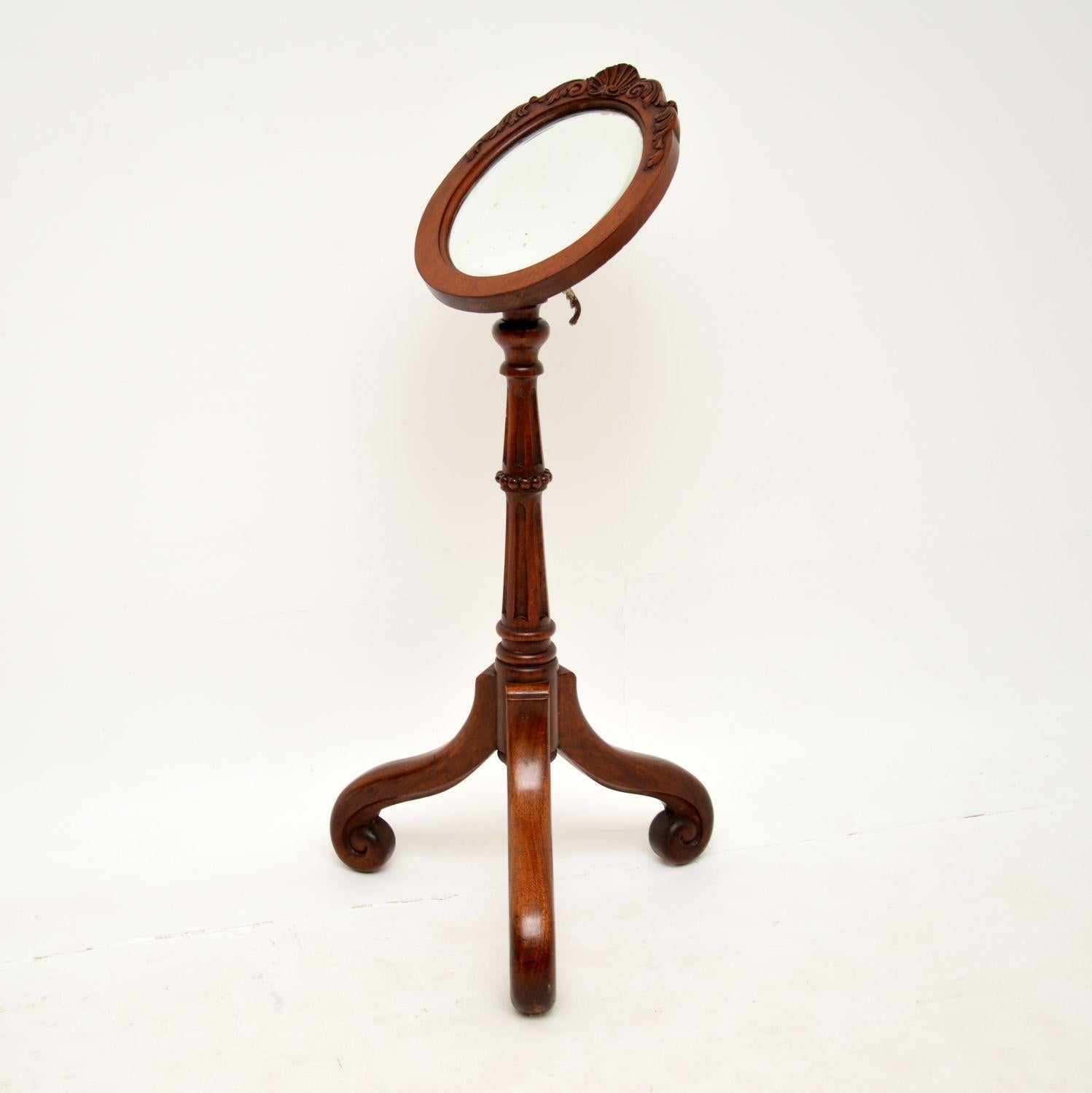 British Antique Victorian Carved Shaving Mirror For Sale