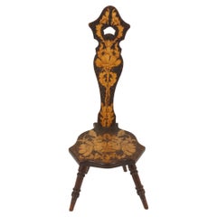 Antiker viktorianischer geschnitzter Spinning-Stuhl, Pokerarbeit, Schottland 1880, H272
