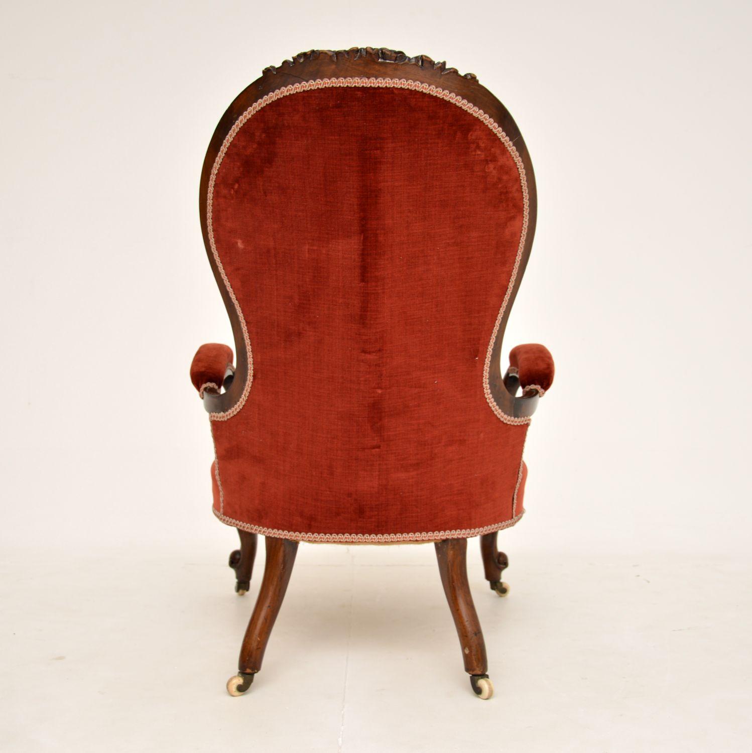 Antique Victorian Carved Spoon Back Armchair 5