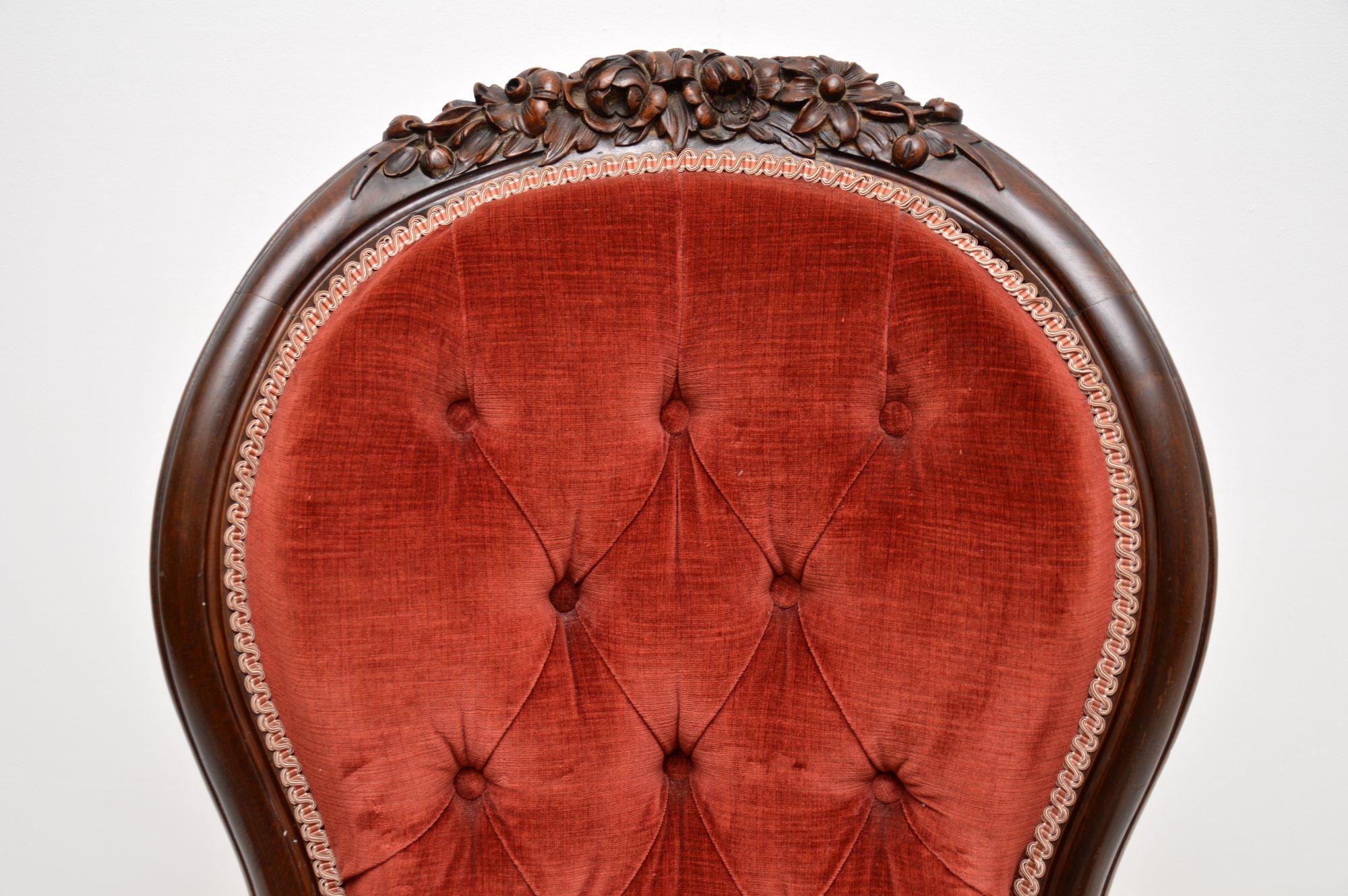 19th Century Antique Victorian Carved Spoon Back Armchair