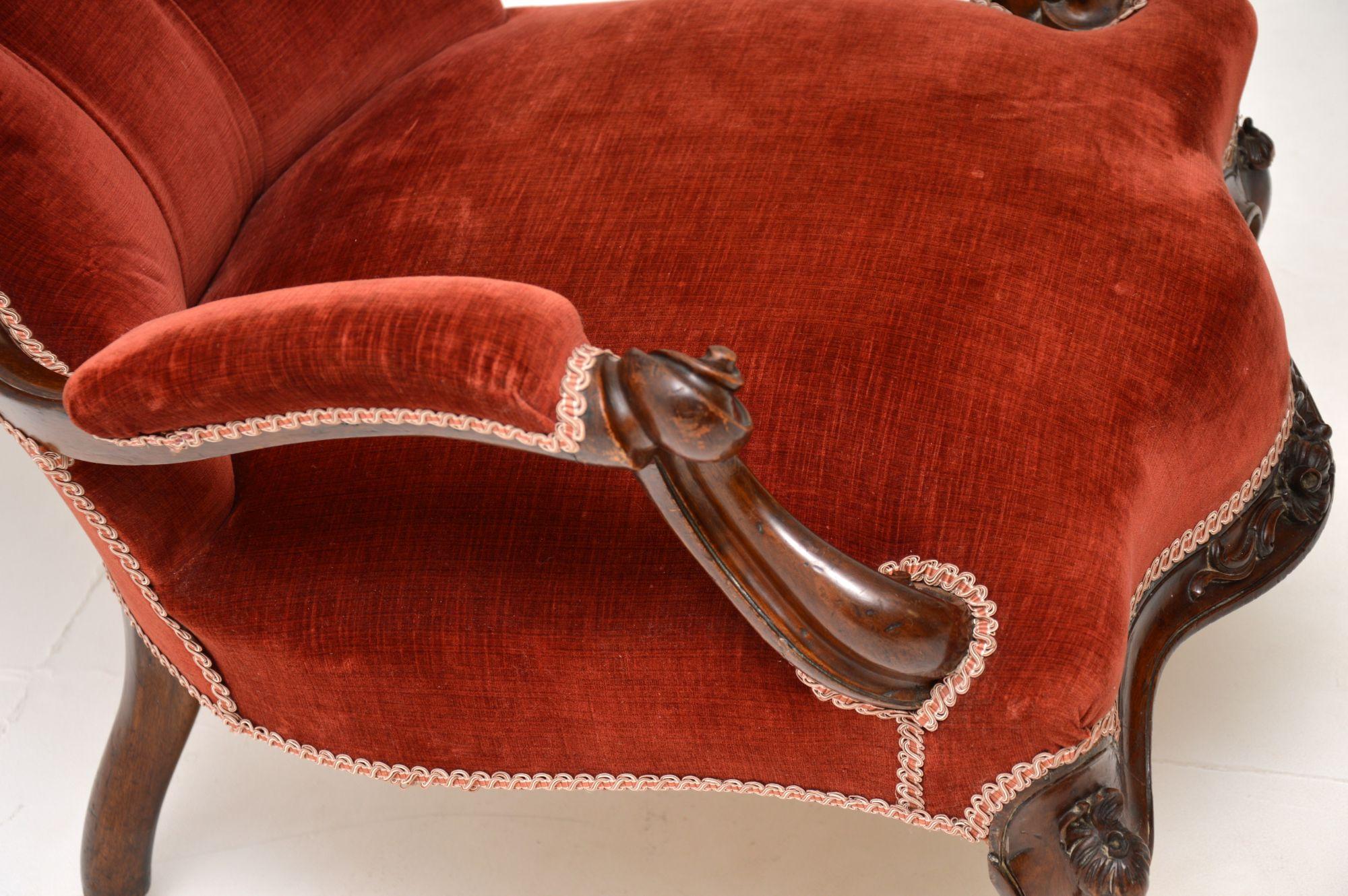Antique Victorian Carved Spoon Back Armchair 1