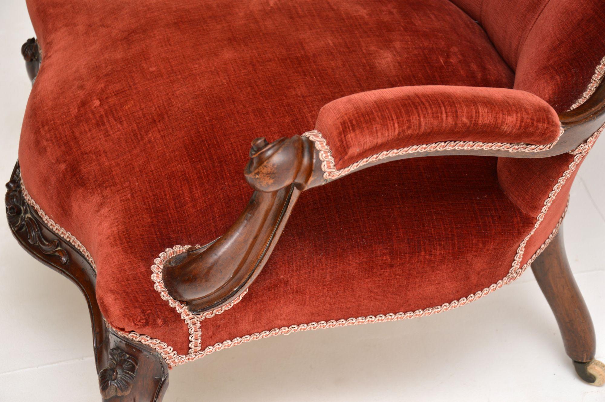 Antique Victorian Carved Spoon Back Armchair 2