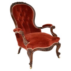 Antique Victorian Carved Spoon Back Armchair