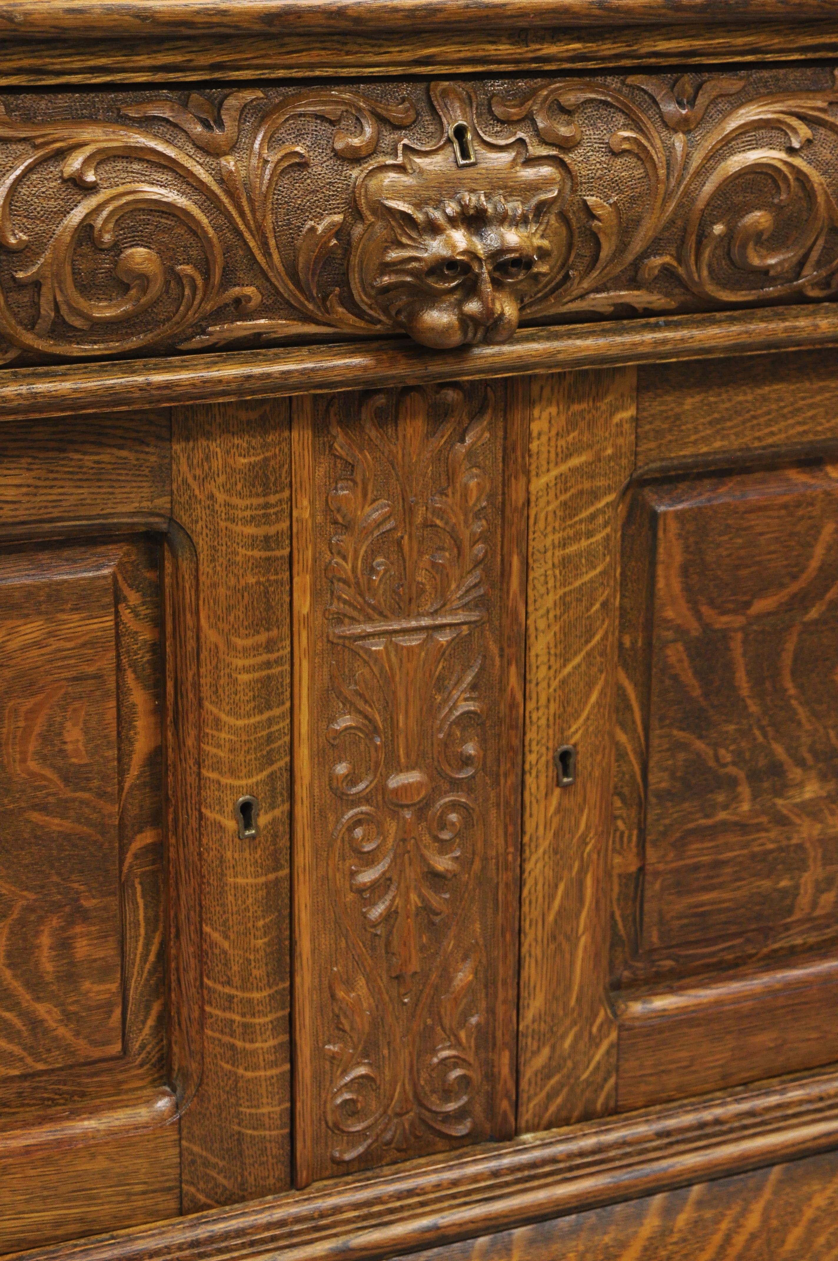 antique tiger oak hutch