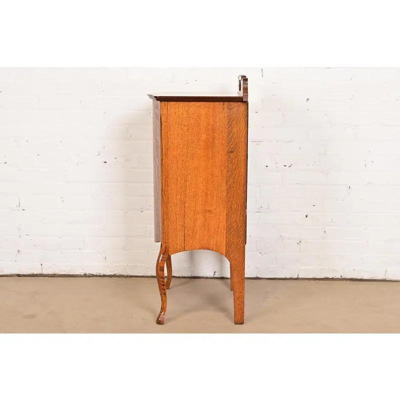 Antique Victorian Carved Tiger Oak Music Cabinet, Circa 1900 For Sale 7