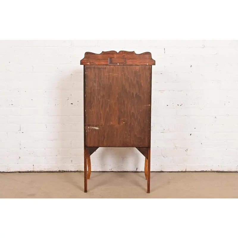 Antique Victorian Carved Tiger Oak Music Cabinet, Circa 1900 For Sale 8