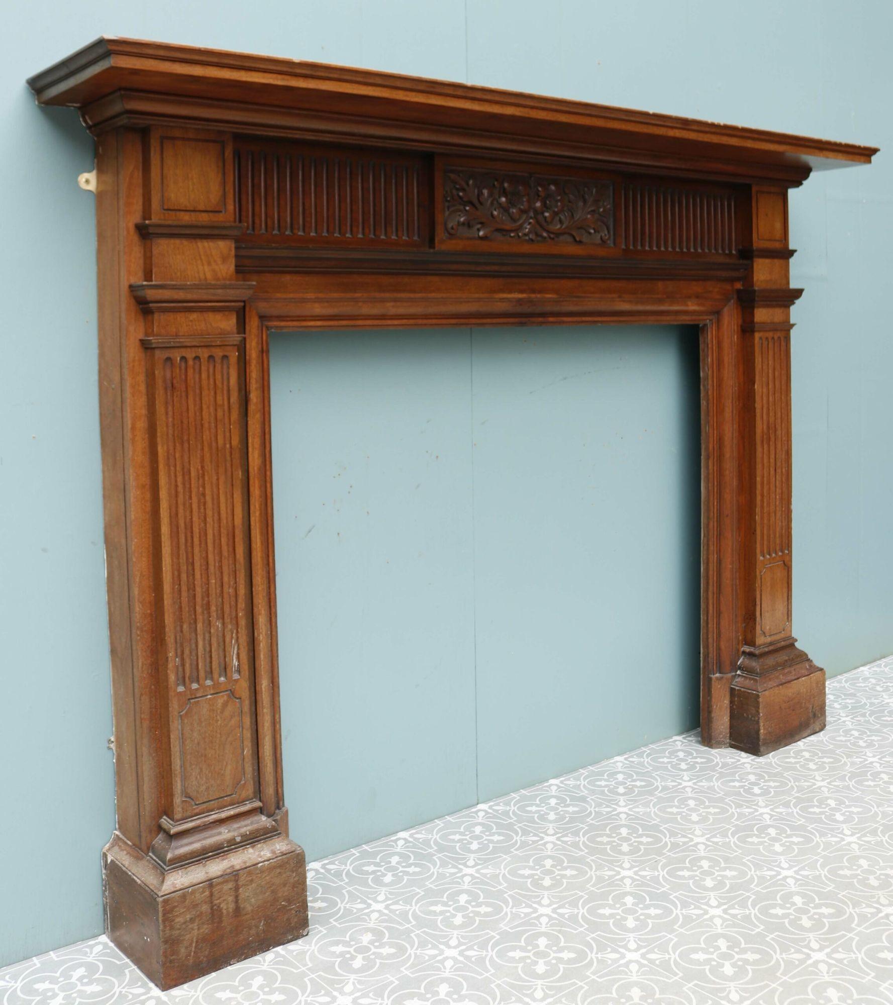 19th Century Antique Victorian Carved Timber Fire Mantel For Sale