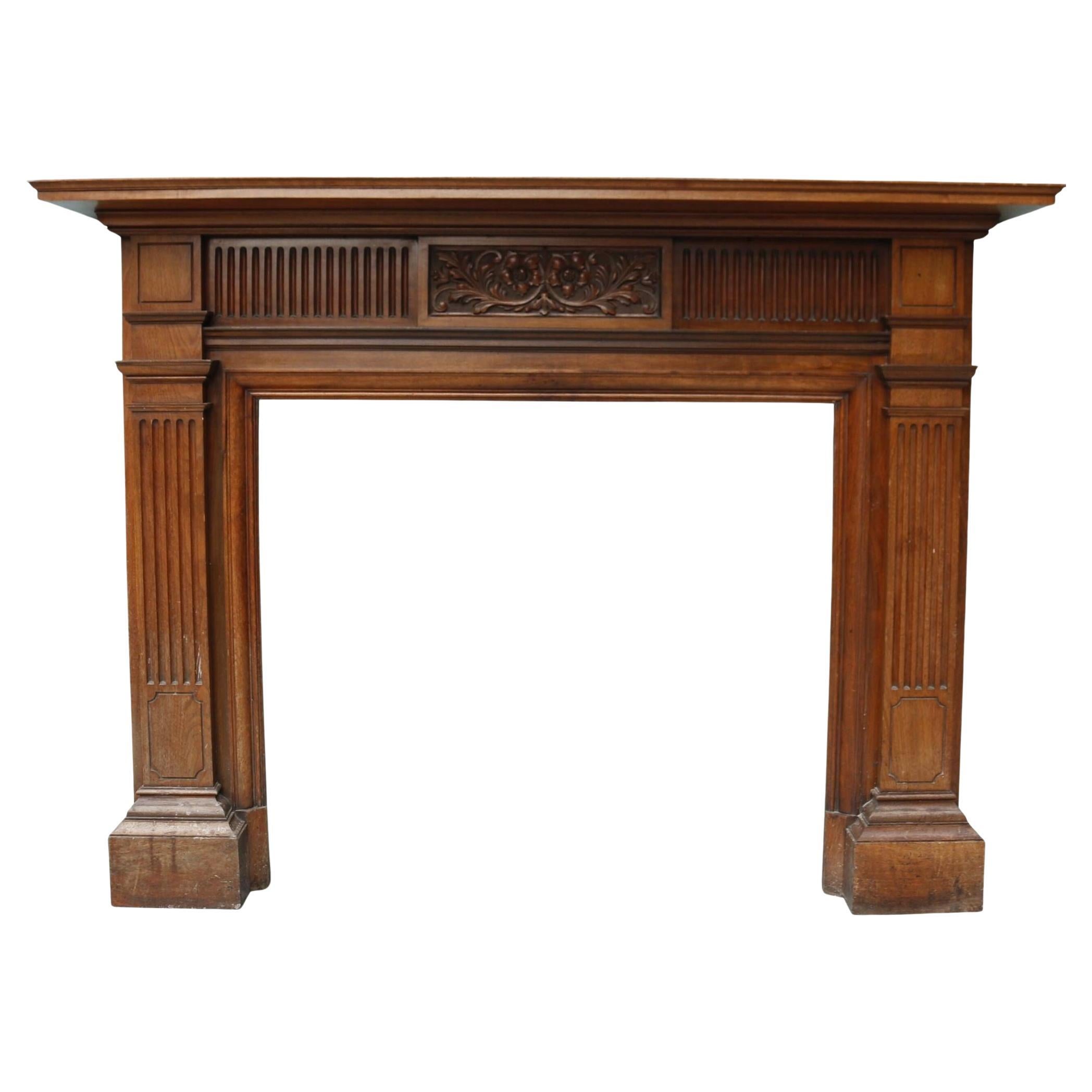 Antique Victorian Carved Timber Fire Mantel For Sale