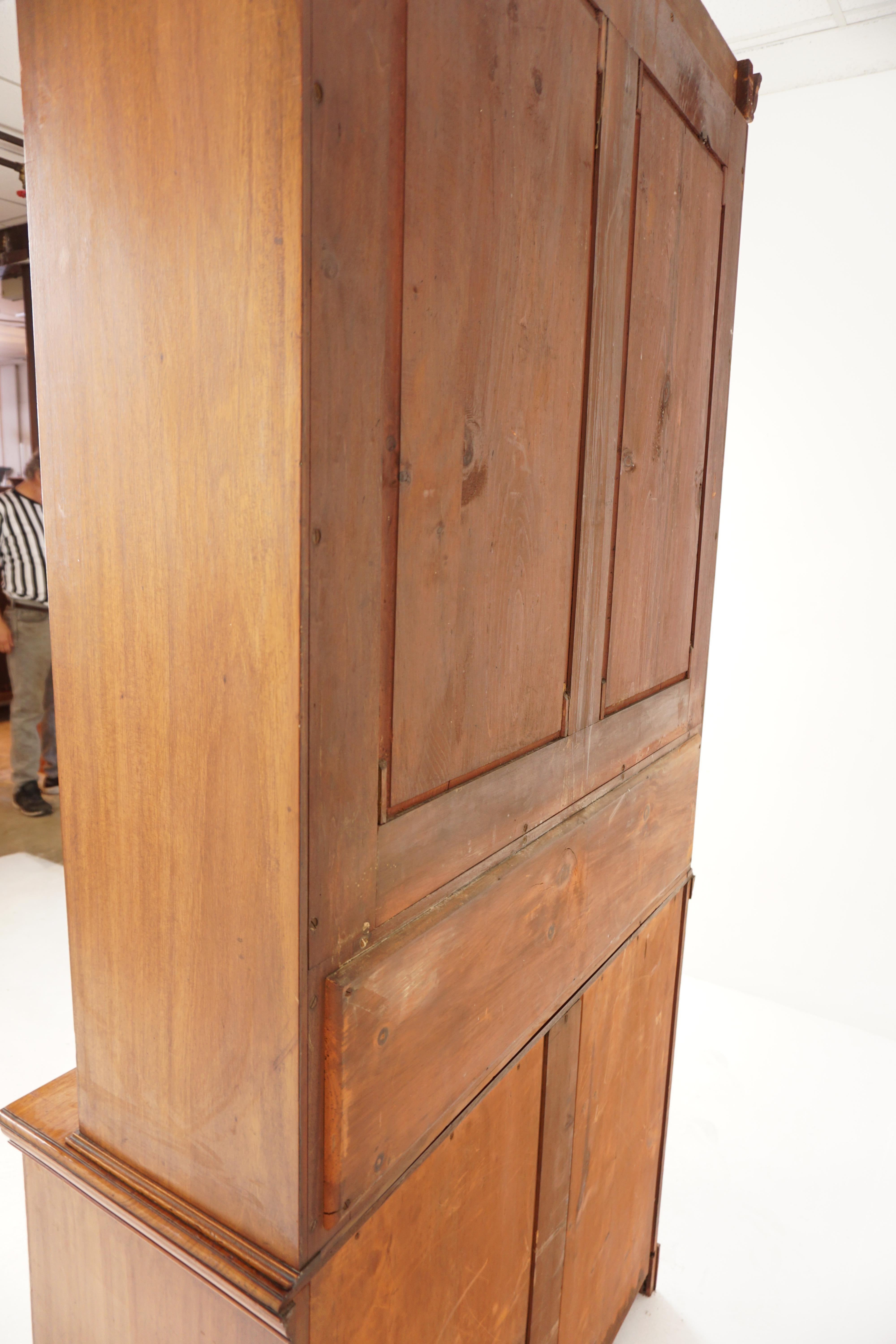 Antique Victorian Carved Walnut 4 Door Cabinet Bookcase, Scotland 1870, H997 For Sale 4