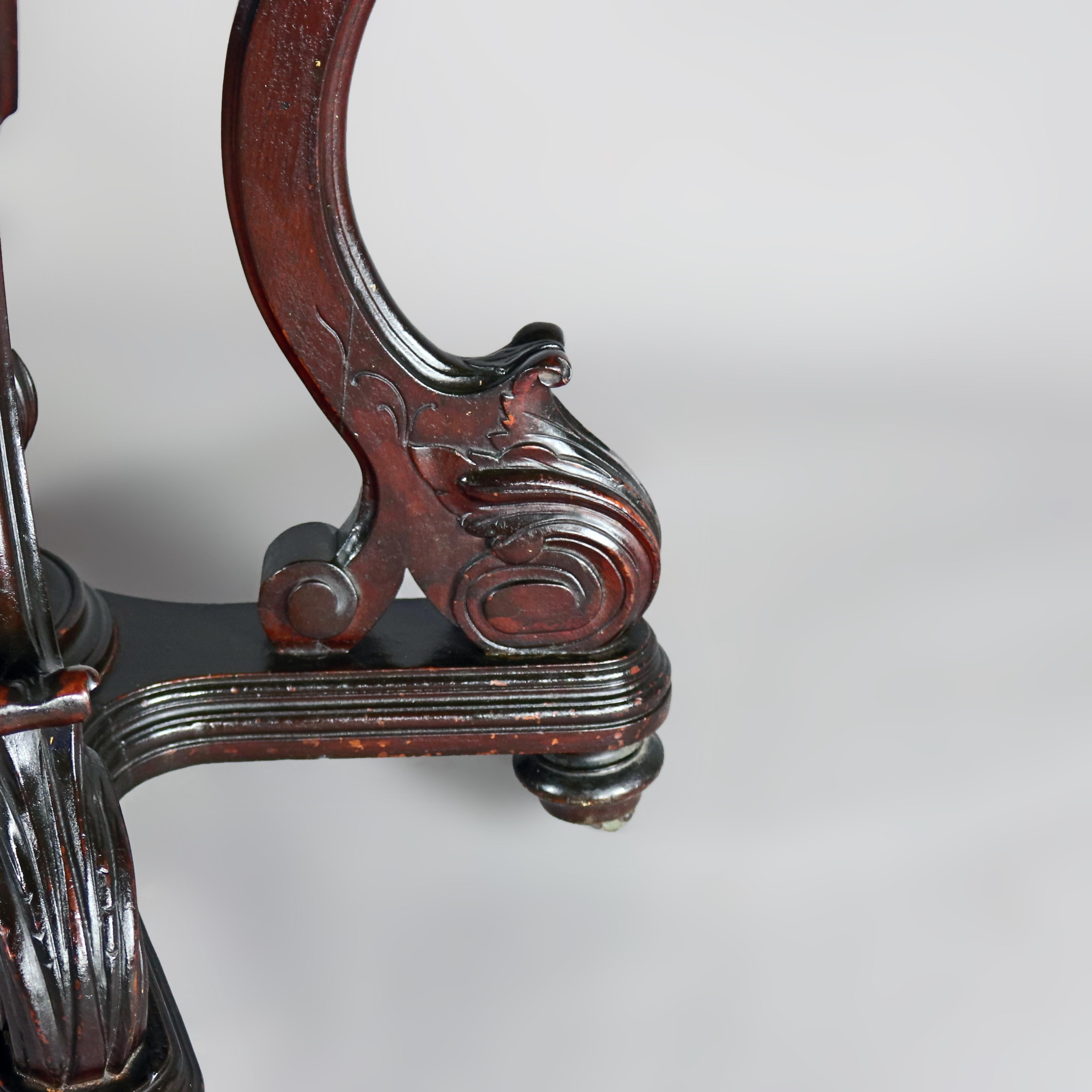 Antique Victorian Carved Walnut and Marble Center Table, circa 1880 3