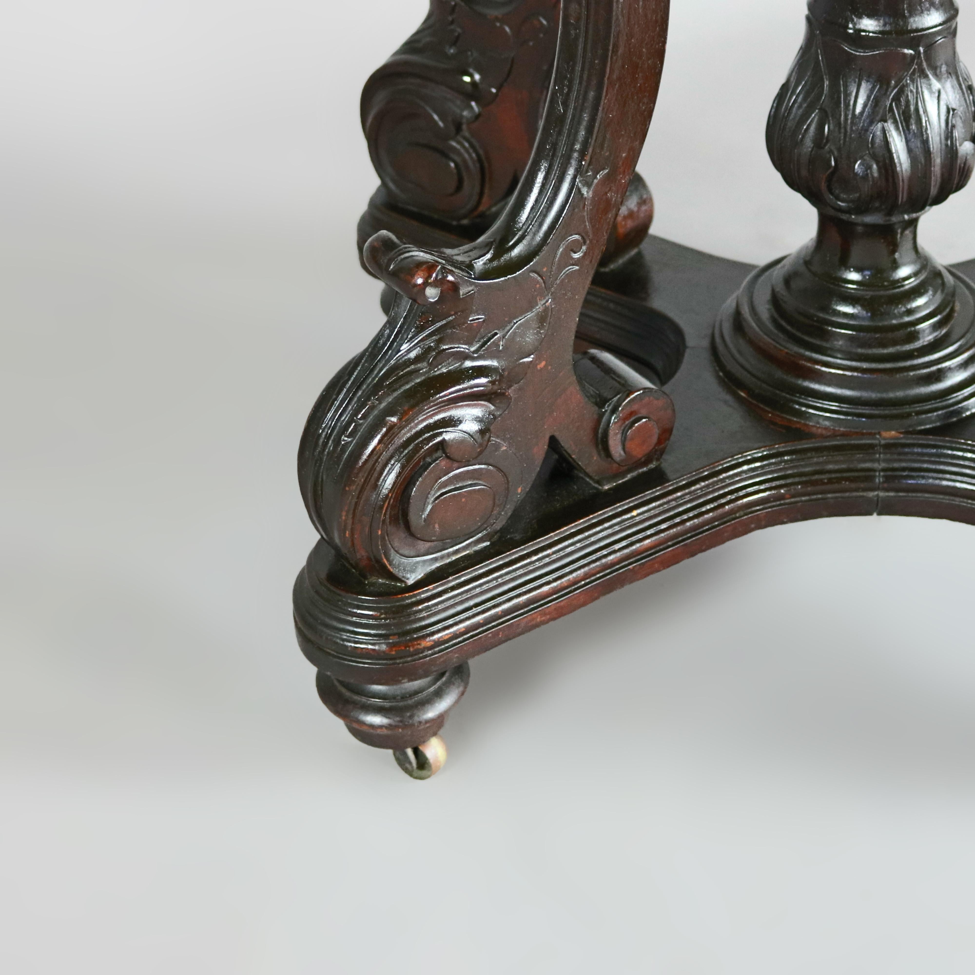 High Victorian Antique Victorian Carved Walnut and Marble Center Table, circa 1880