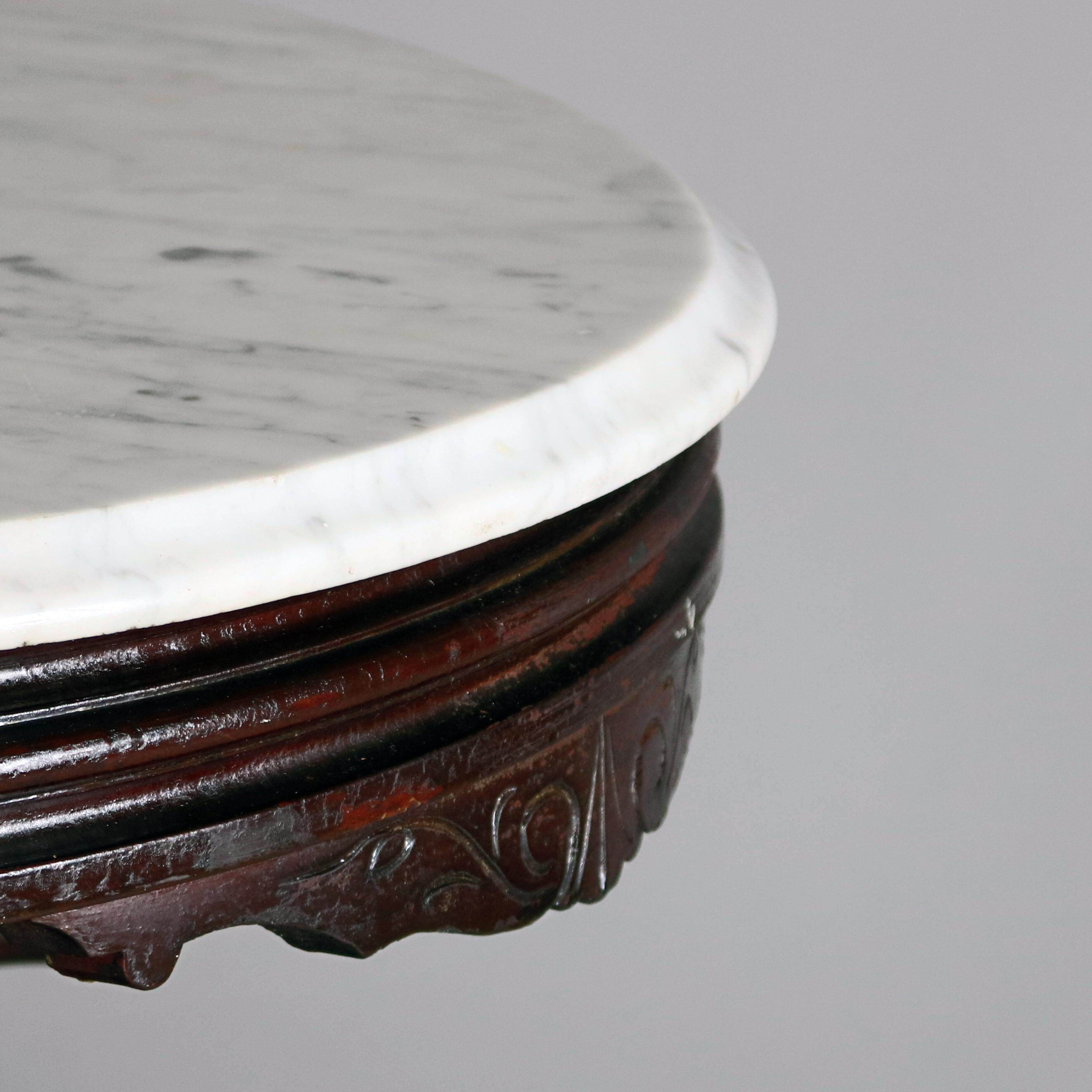 19th Century Antique Victorian Carved Walnut and Marble Center Table, circa 1880