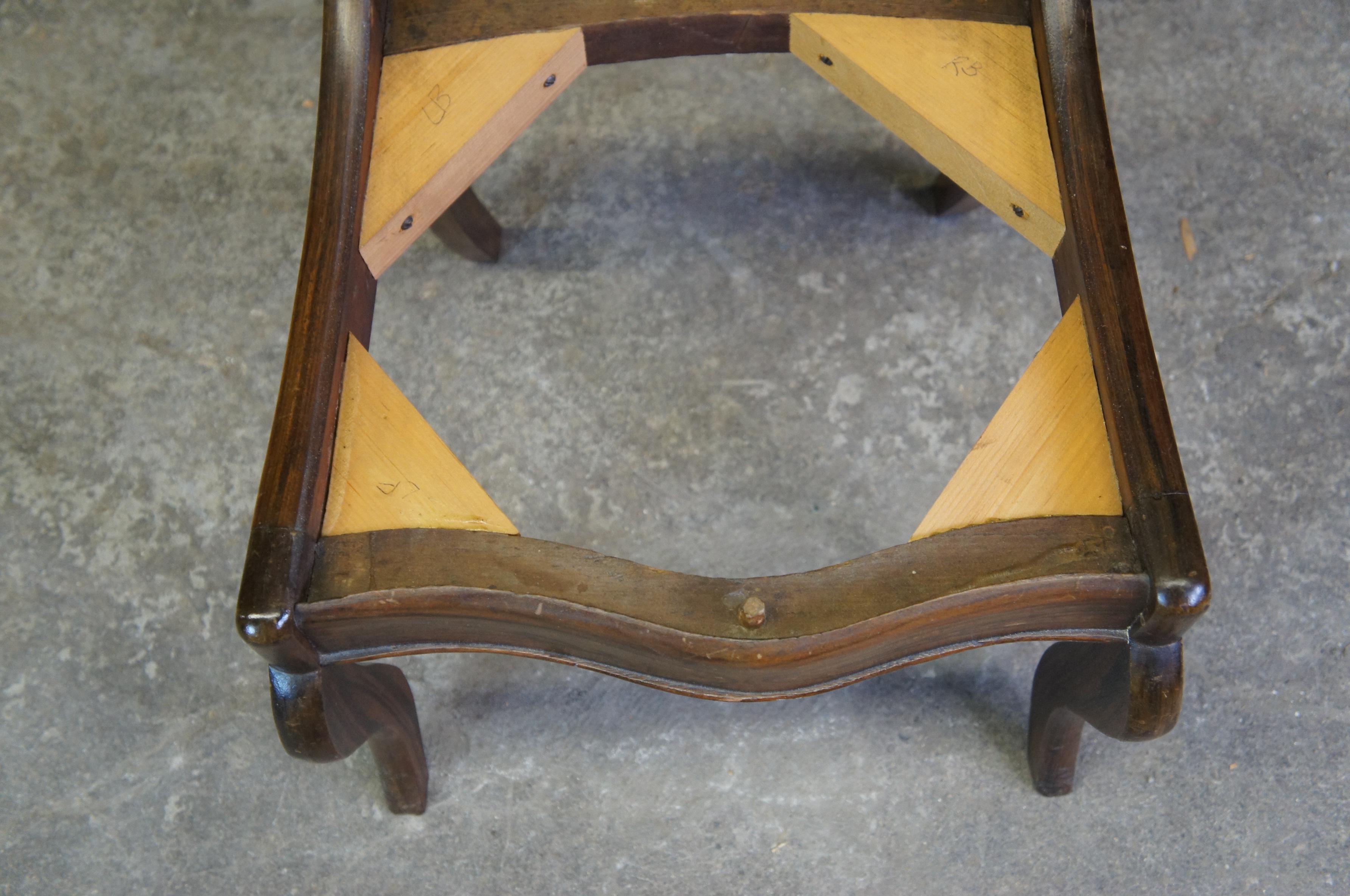 Antique Victorian Carved Walnut Balloon Back Occasional Side Chair Brocade Seat 2