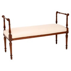 Antique Victorian Carved Walnut Bench / Stool