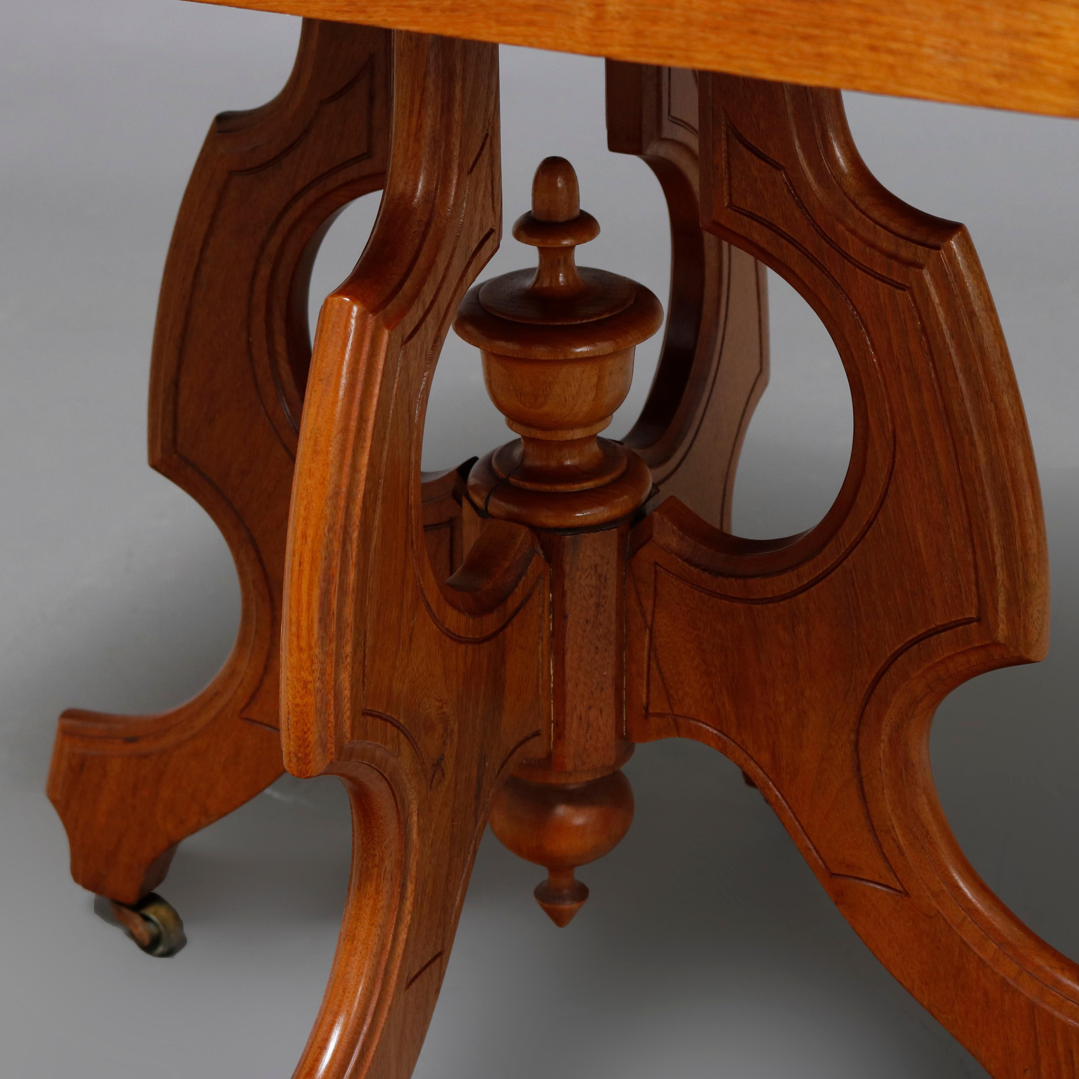 Antique Victorian Carved Walnut and Beveled Marble Side Table, circa 1880 In Good Condition In Big Flats, NY