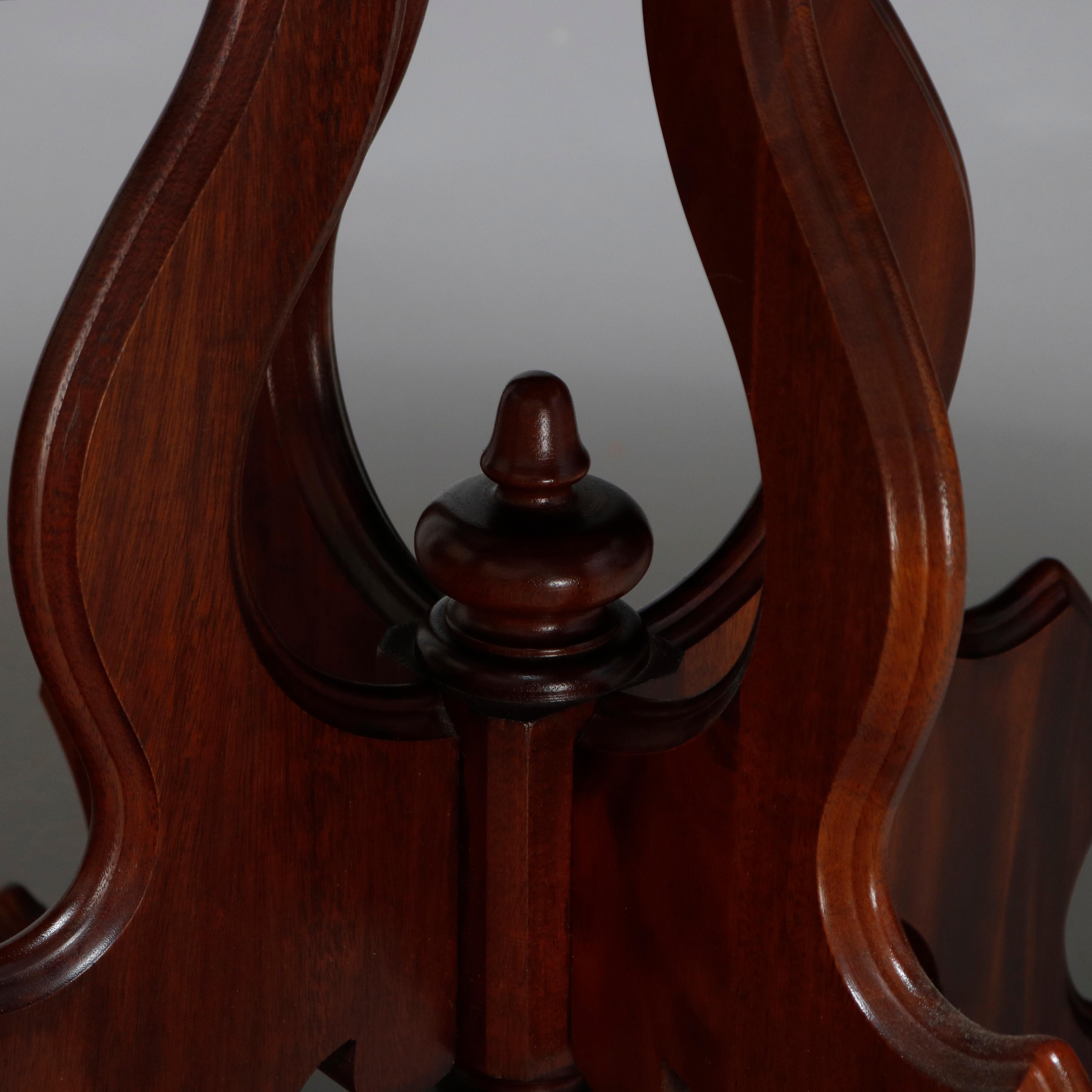 19th Century Antique Victorian Carved Walnut and Beveled Marble Side Table, circa 1880