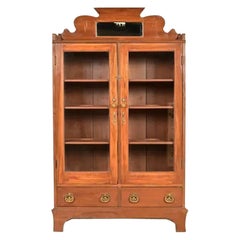 Antique Victorian Carved Walnut Bookcase, Circa 1890s