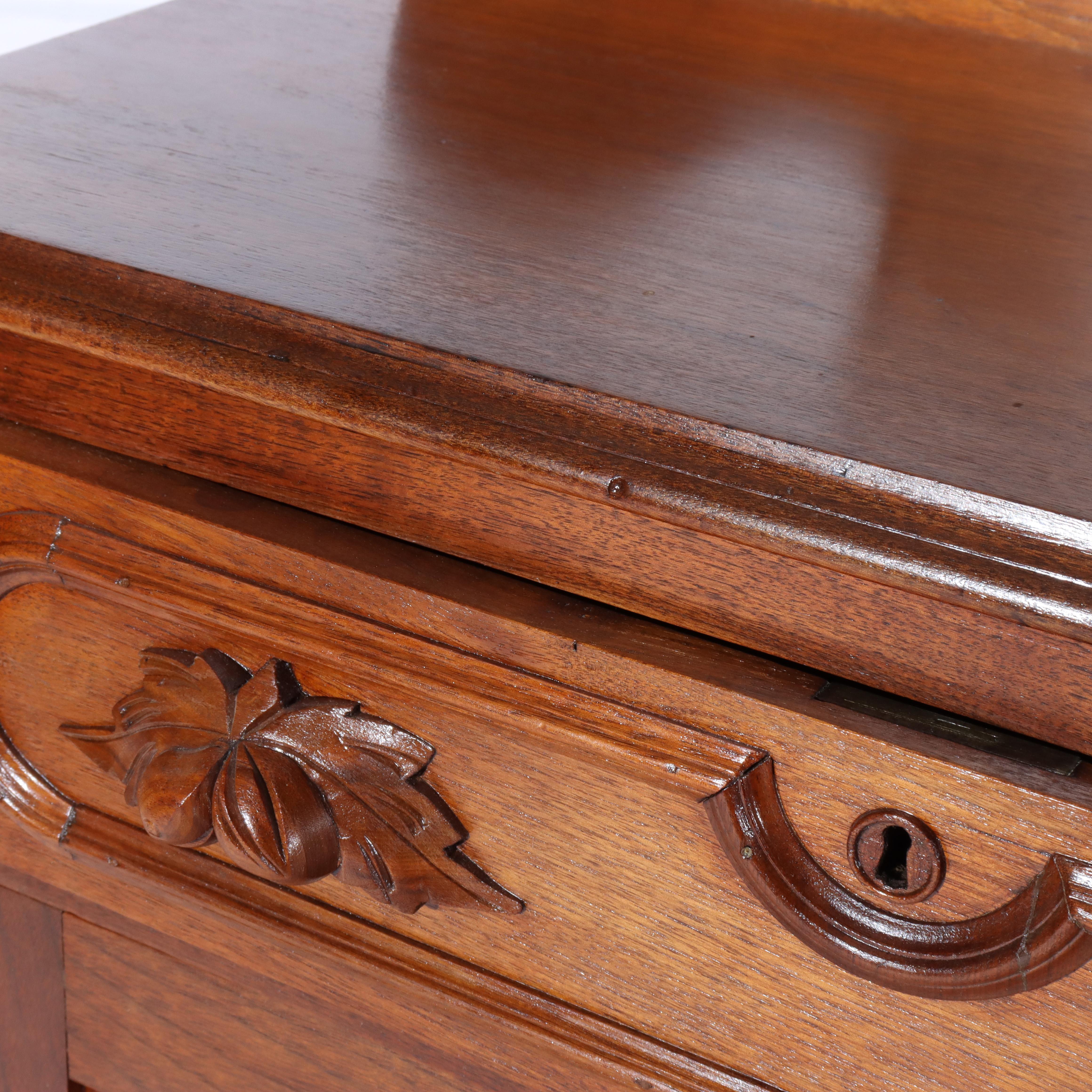 Antique Victorian Carved Walnut & Burl Washstand C1890 In Good Condition For Sale In Big Flats, NY
