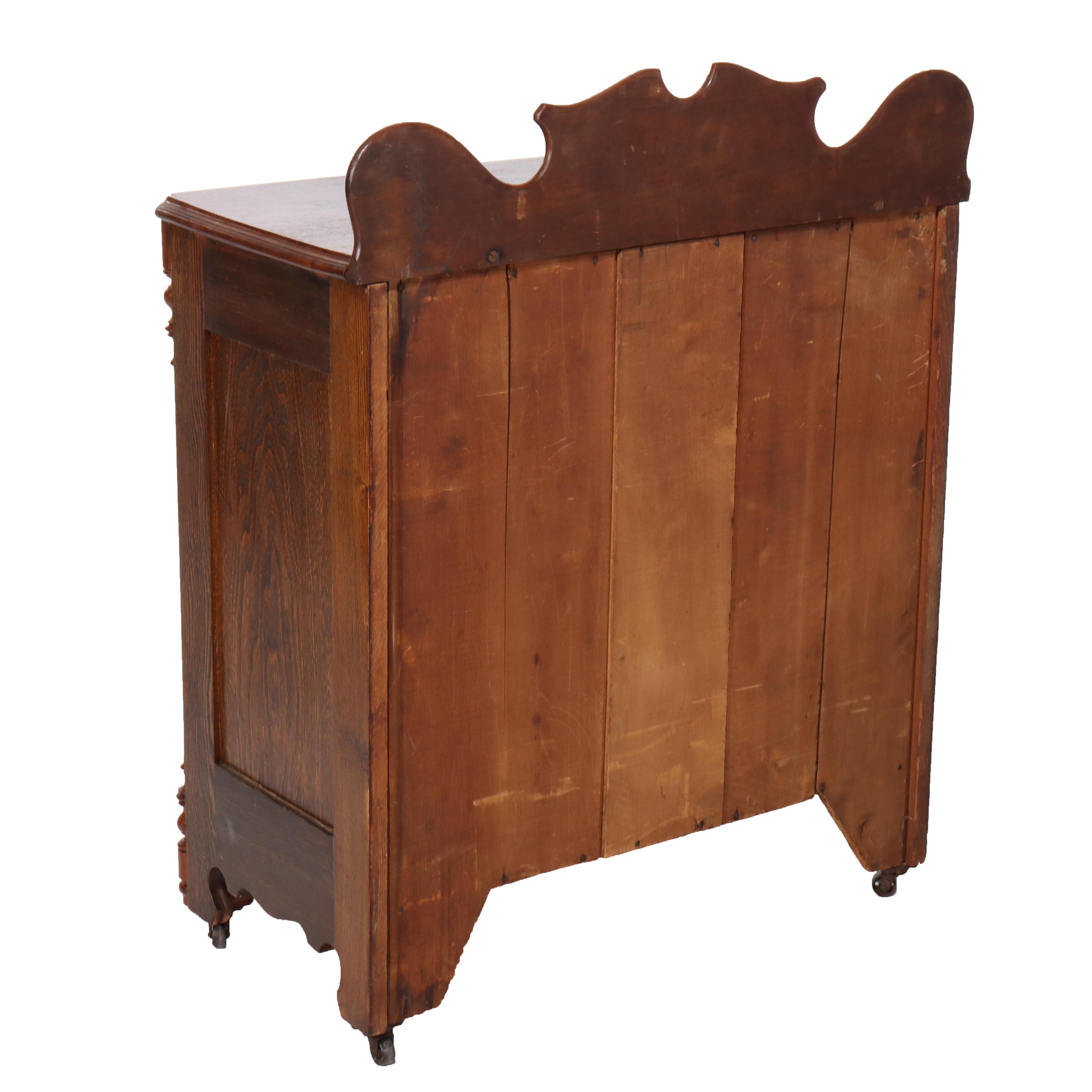 Antique Victorian Carved Walnut & Burl Washstand C1890 For Sale 1