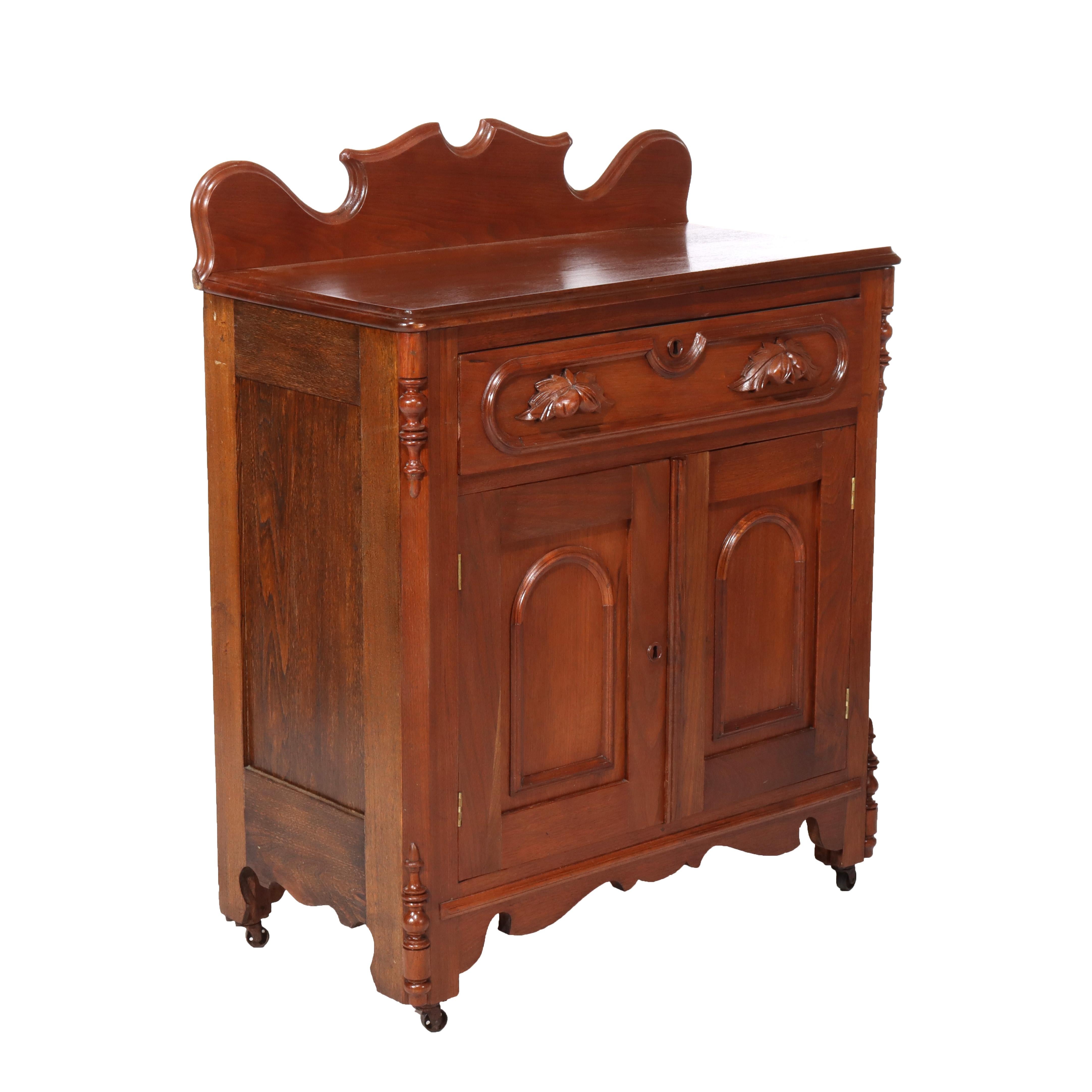 Antique Victorian Carved Walnut & Burl Washstand C1890 For Sale 4