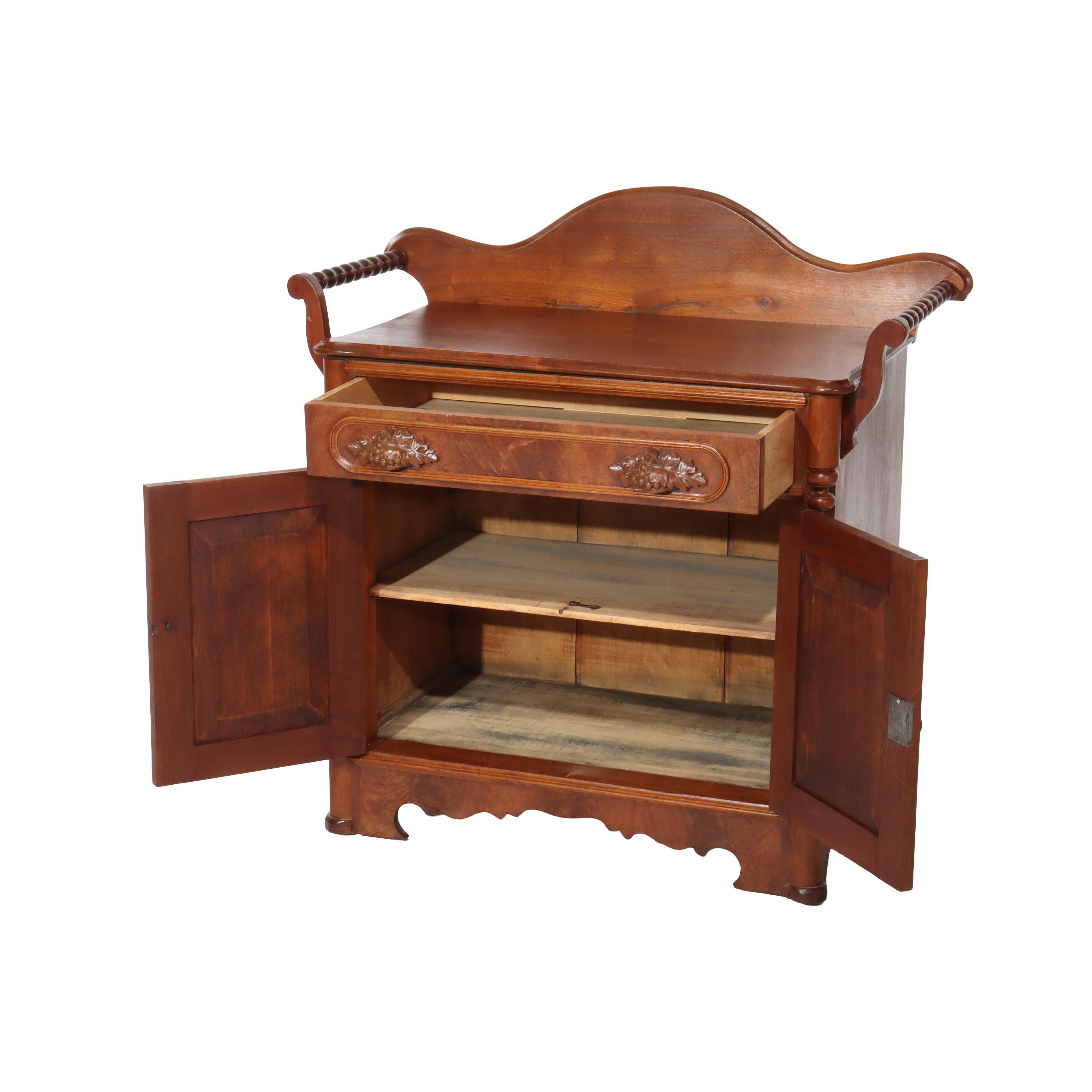 Antique Victorian Carved Walnut & Burl Washstand with Towel Racks C1890
Measures - 36.5