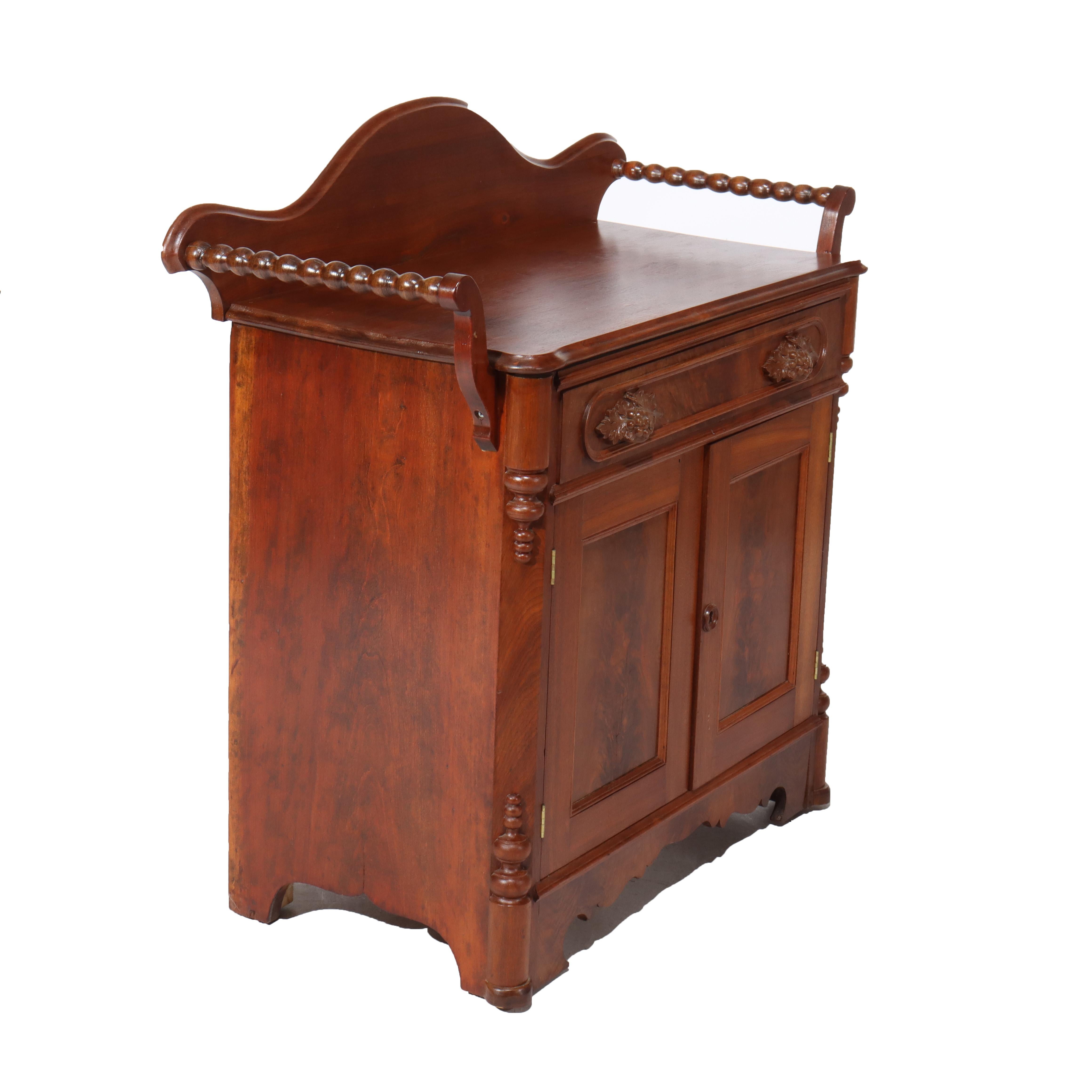 Antique Victorian Carved Walnut & Burl Washstand with Towel Racks C1890 For Sale 3