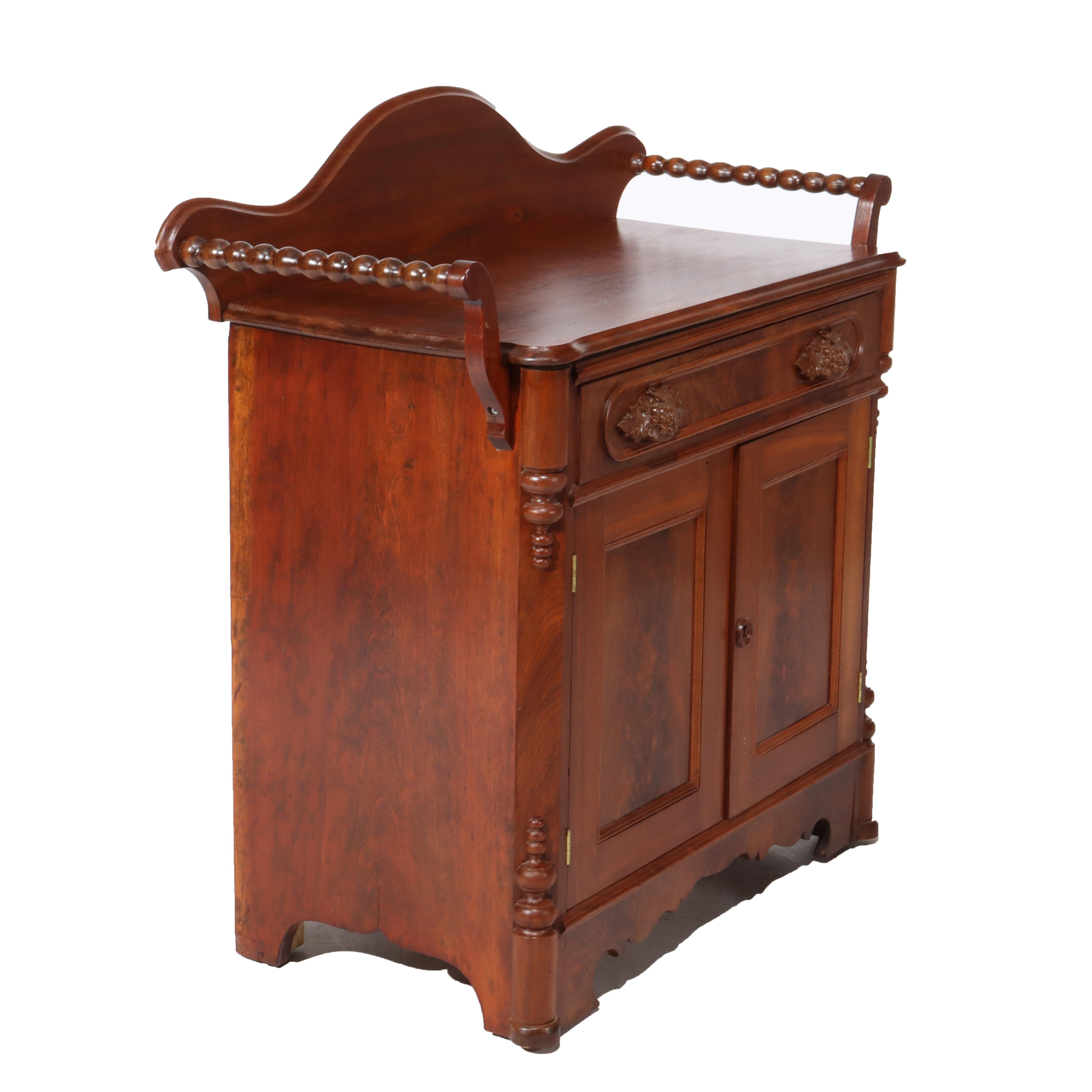 Antique Victorian Carved Walnut & Burl Washstand with Towel Racks C1890 For Sale 5