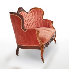 Antique Victorian Carved Walnut Button Back Sofa Circa 1890