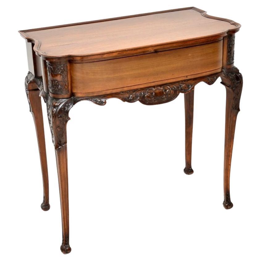 Antique Victorian Carved Walnut Console / Side Table For Sale