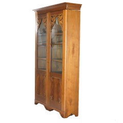 Antique Victorian Carved Walnut Double Door Bookcase Circa 1890