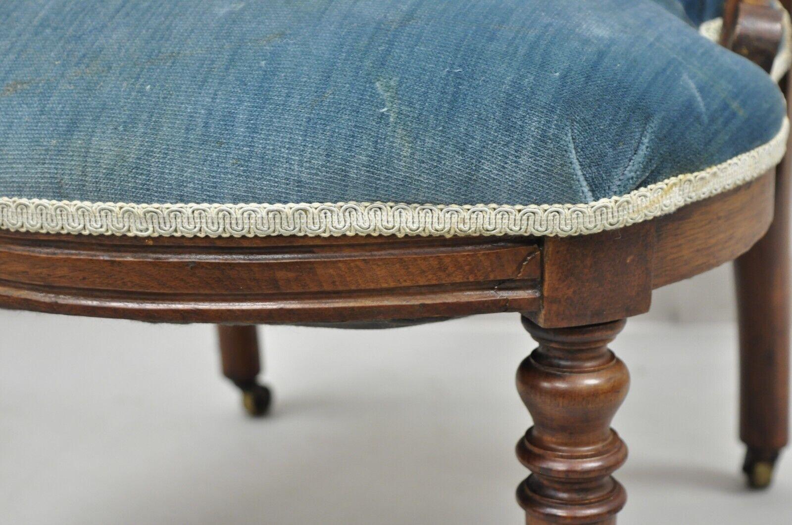 Antique Victorian Carved Walnut Harvest Vine Slipper Chair After John Belter For Sale 6