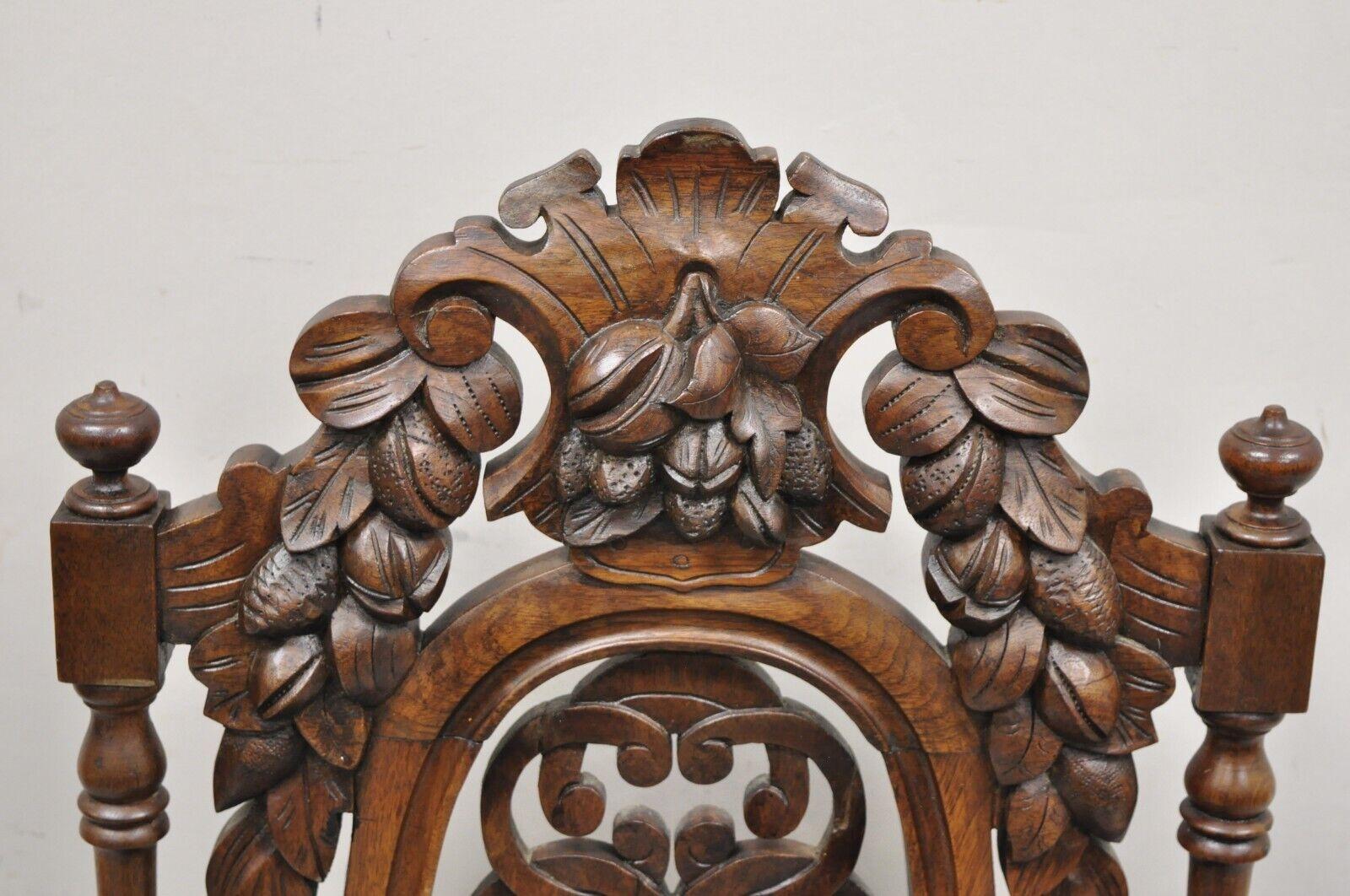 Antique Victorian Carved Walnut Harvest Vine Slipper Chair After John Belter For Sale 7