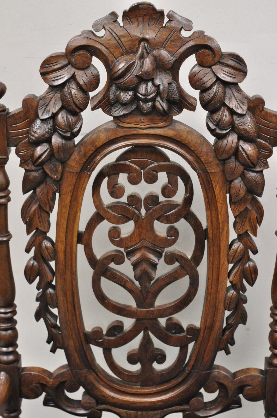 19th Century Antique Victorian Carved Walnut Harvest Vine Slipper Chair After John Belter For Sale
