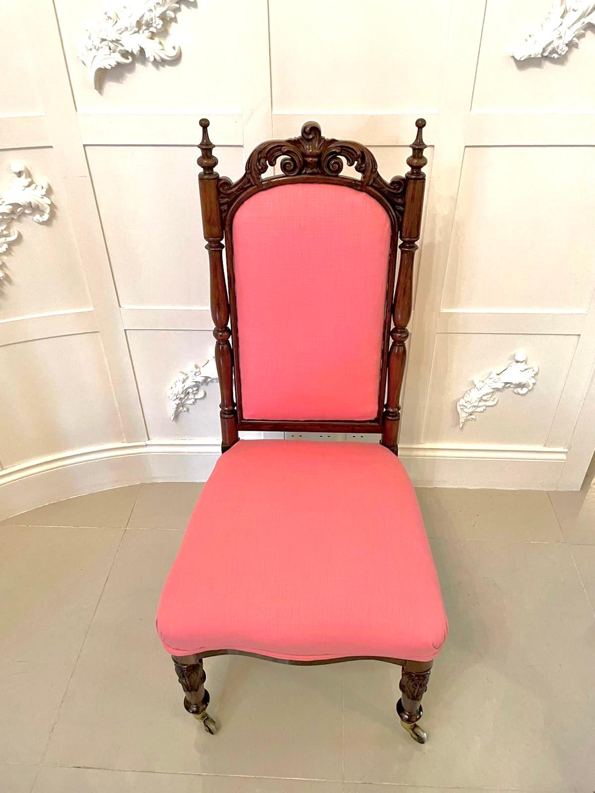 Antique Victorian Carved Walnut Ladies Chair In Good Condition For Sale In Suffolk, GB