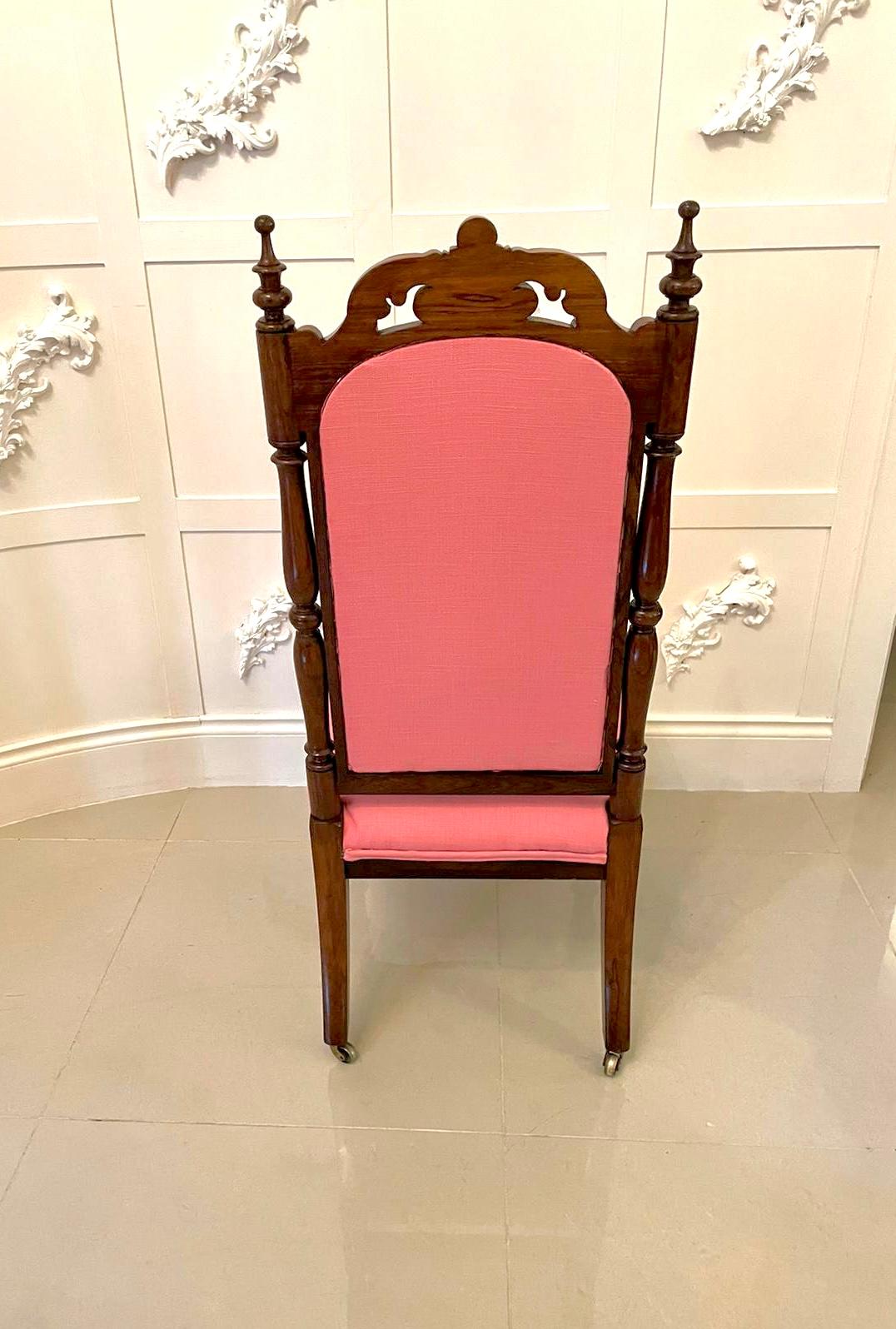 19th Century Antique Victorian Carved Walnut Ladies Chair For Sale