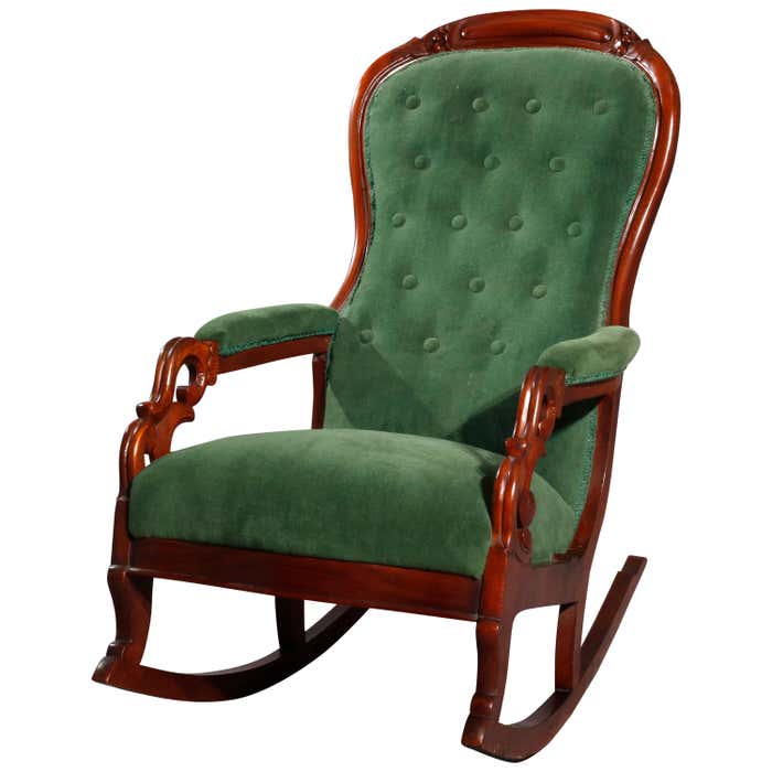 Antique Victorian Carved Walnut Lincoln Armchair Rocker, circa 1890 at ...