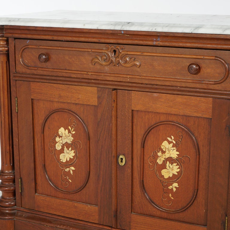 Antique Victorian Carved Walnut Marble Top Commode circa 1890 For Sale ...