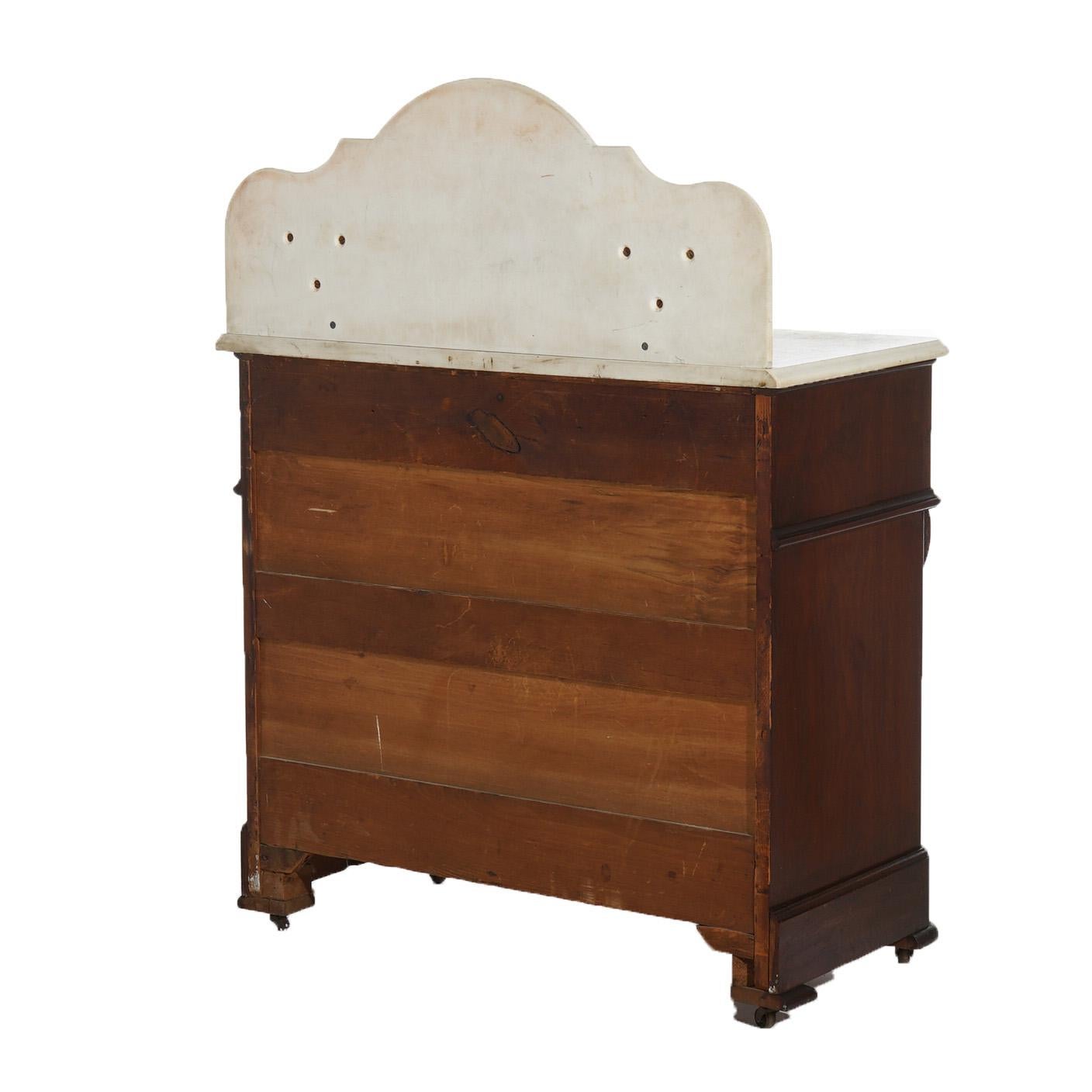 Antique Victorian Carved Walnut Marble Top Commode Wash Stand C1890 8