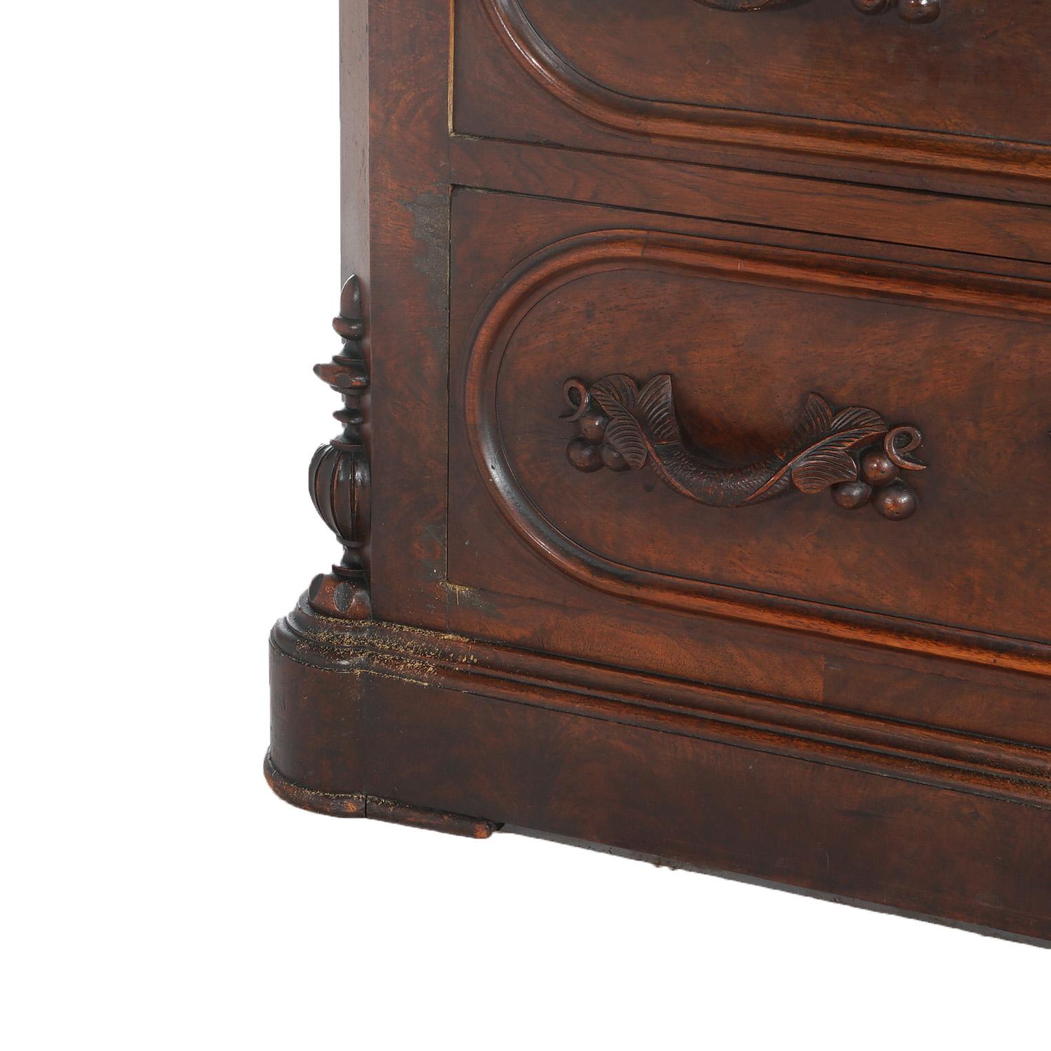 Antique Victorian Carved Walnut Marble Top Dresser with Mirror C1880 For Sale 6
