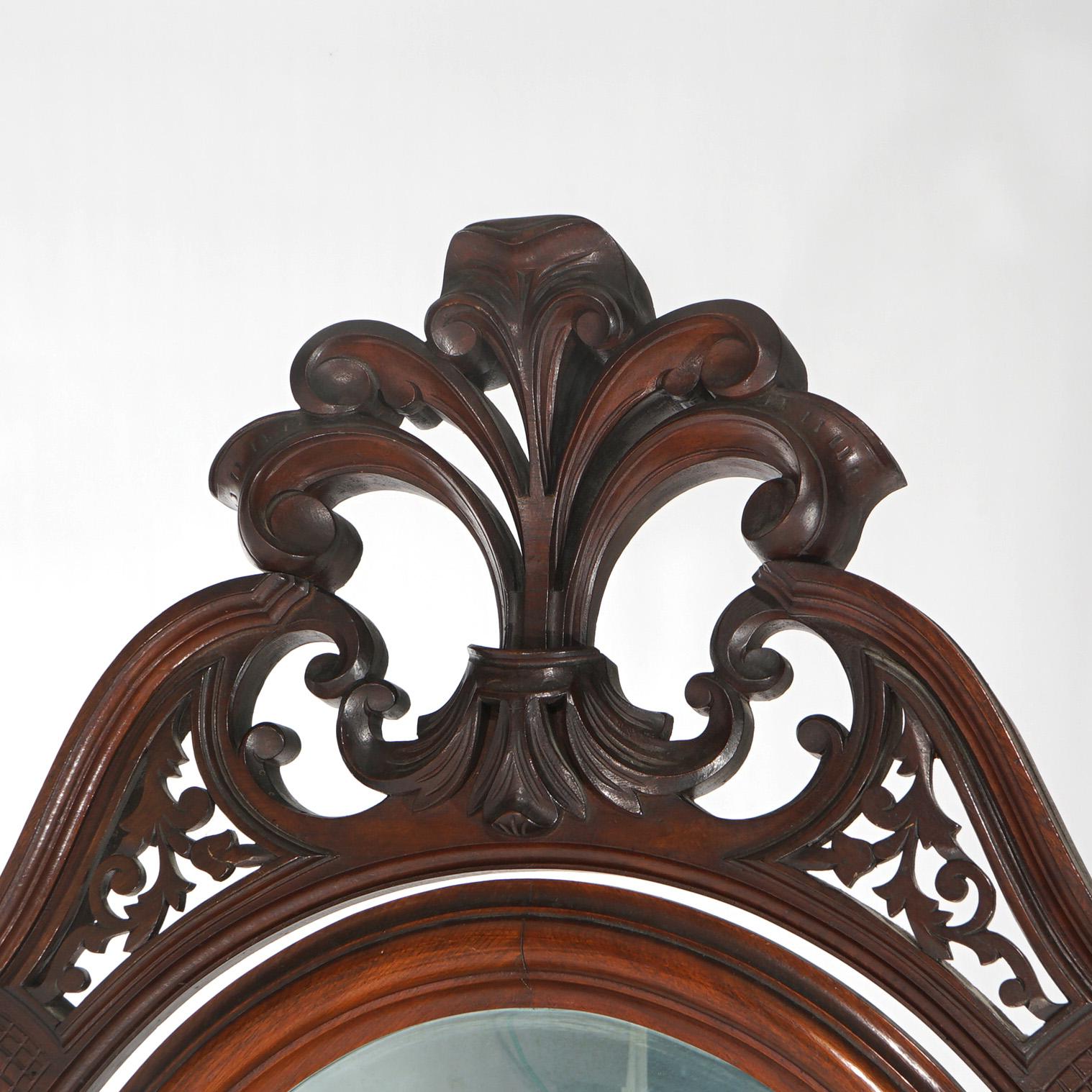 Antique Victorian Carved Walnut Marble Top Dresser with Mirror C1880 For Sale 2